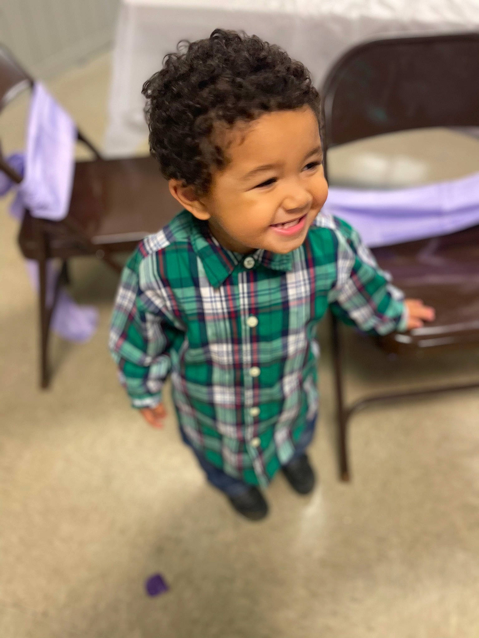 Christopher joined the competition — help win amazing prizes! baby, baby_toddler_clothing, child, comfort, floor, flooring, fun, happy, joy, leisure, pattern, person, plaid, play, recreation, room, sitting, sleeve, smile, tartan