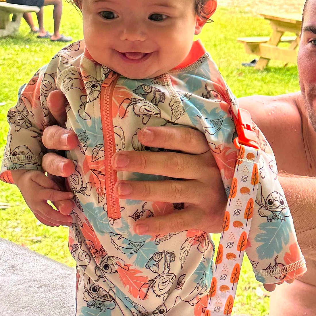 Annalyse joined the competition — help win amazing prizes! adult, baby, bodypart, clothing, face, finger, grass, hand, head, male, man, nature, outdoors, park, person, photography, plant, portrait, shorts, summer