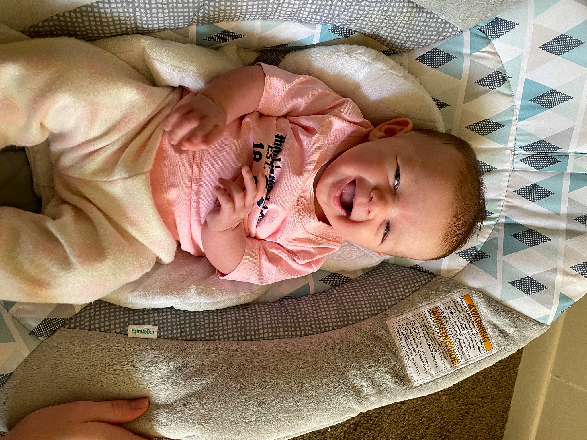 Baylee joined the competition — help win amazing prizes! baby, baby_carriage, baby_products, baby_sleeping, baby_toddler_clothing, bedtime, cheek, child, comfort, facial_expression, headgear, linens, nap, pattern, person, pink, product, room, skin, sleeve