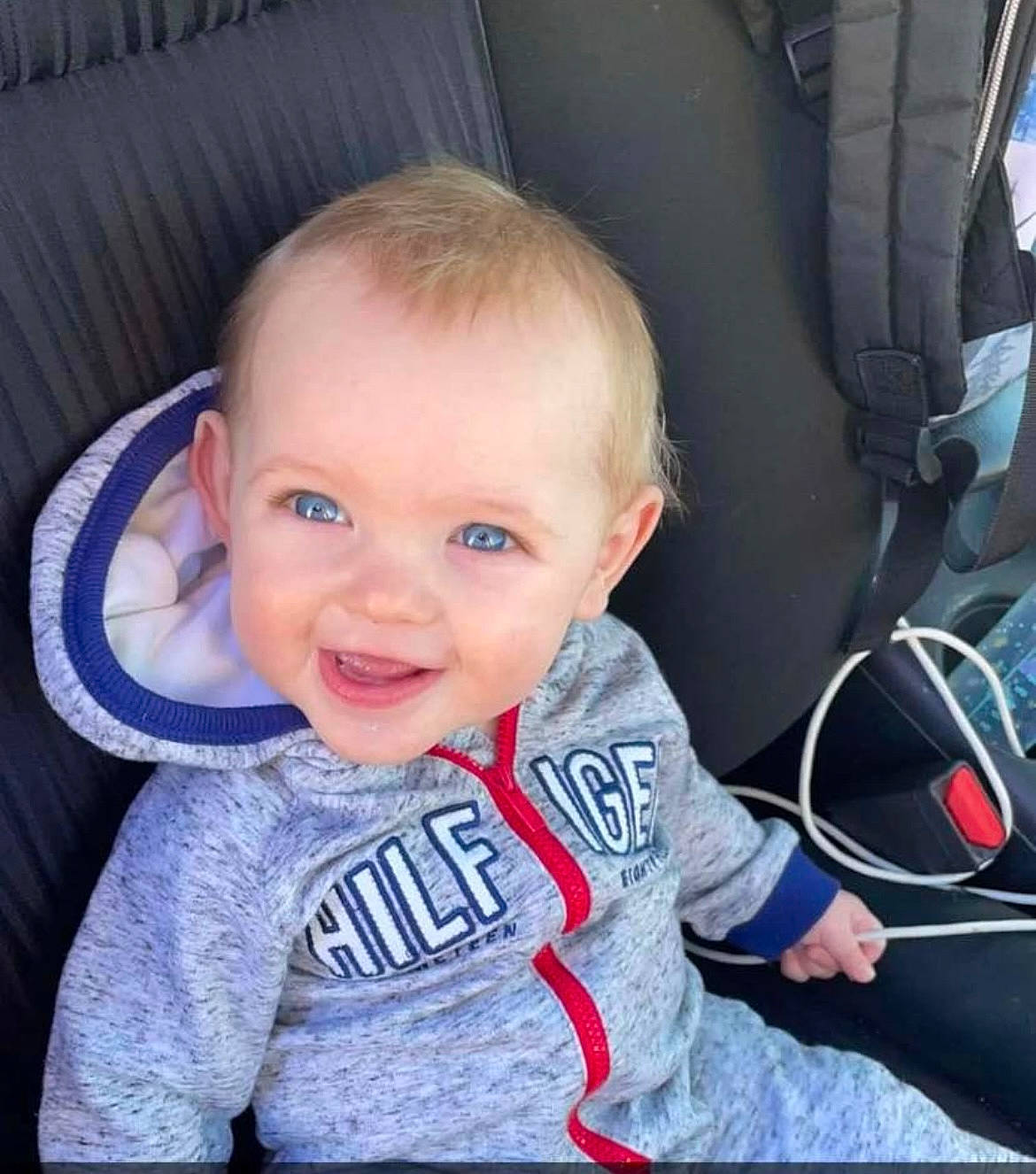 Kohen joined the competition — help win amazing prizes! auto_part, automotive_tire, automotive_wheel_system, baby, baby_toddler_clothing, car_seat, car_seat_cover, cheek, child, electric_blue, happy, motor_vehicle, person, sitting, sleeve, smile, steering_wheel, t_shirt, toddler, vehicle_door