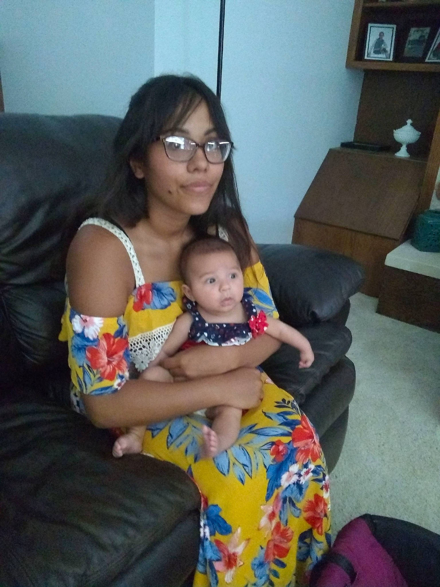 Itzayana joined the competition — help win amazing prizes! child, daughter, glasses, lap, mother, person, sitting, toddler