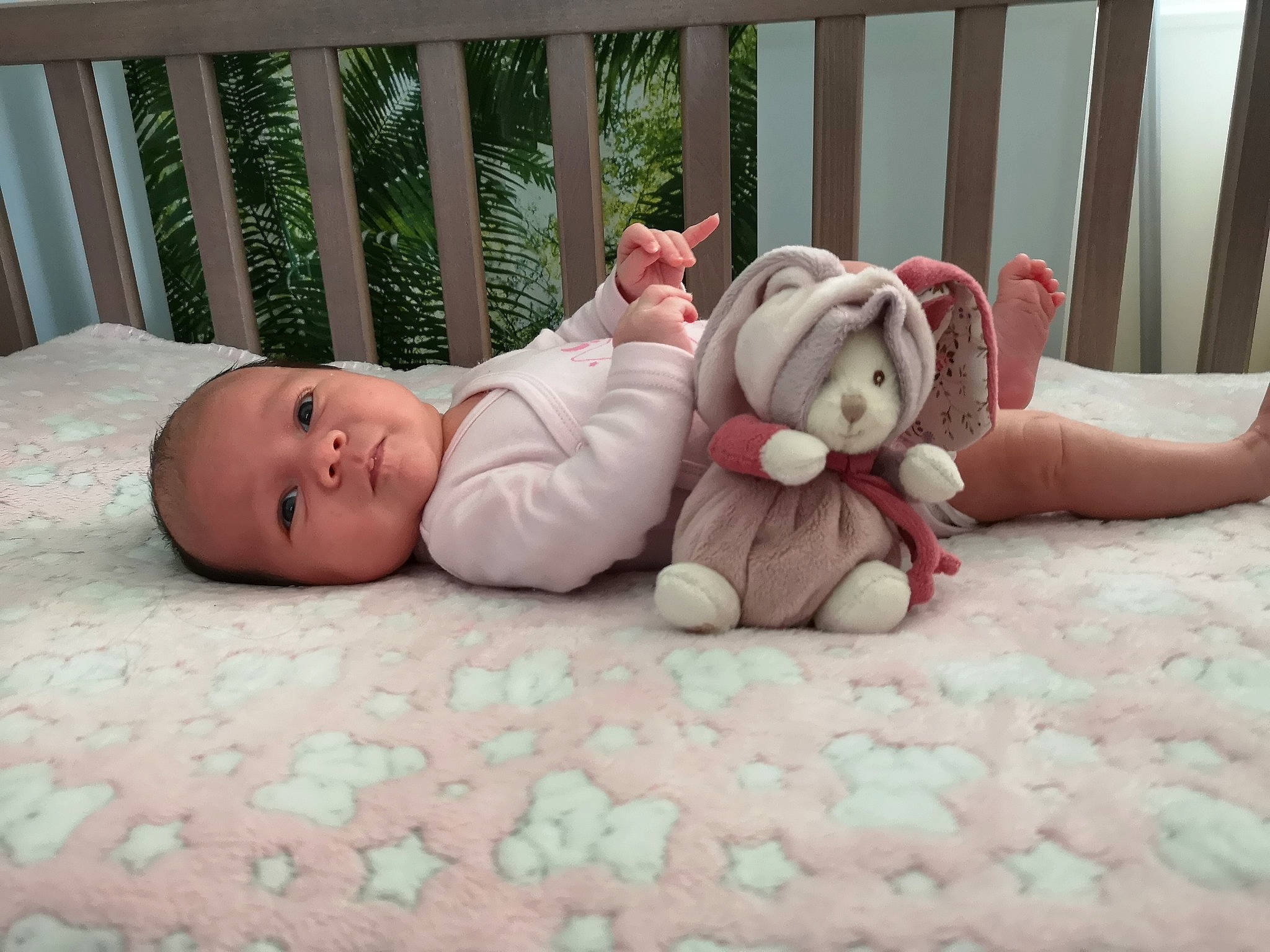 Laina a rejoint le concours — aidez-le/la à gagner de superbes lots ! baby, baby_products, baby_safety, baby_sleeping, bed, bedtime, cheek, child, furniture, head, infant_bed, nap, person, pink, product, room, skin, sleep, stuffed_toy, textile