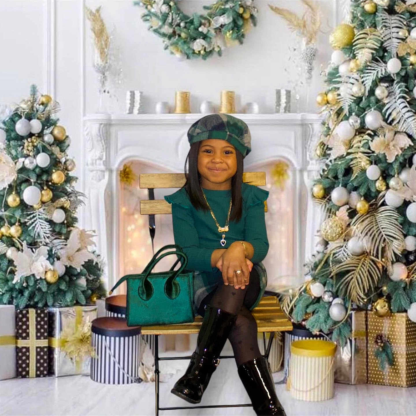 Serenity is registered to the contest to win money with this photo: accessories, bag, christmas, christmasdecorations, christmastree, clothing, face, female, festival, footwear, girl, handbag, head, jewelry, necklace, person, ring, shoe, sitting, teen