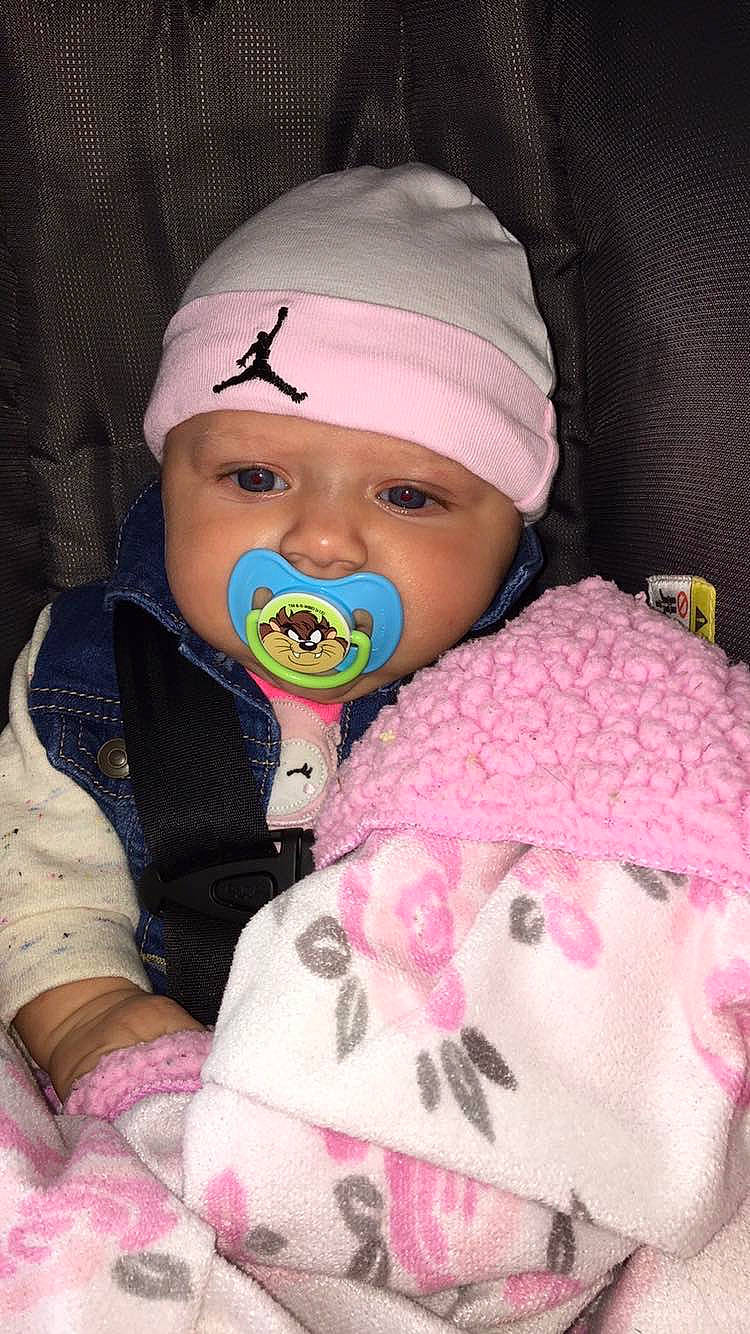 Infinity is registered to the contest to win money with this photo: baby, cheek, child, forehead, headgear, headwear, joy, lip, mouth, nose, person, pink, smile, toddler