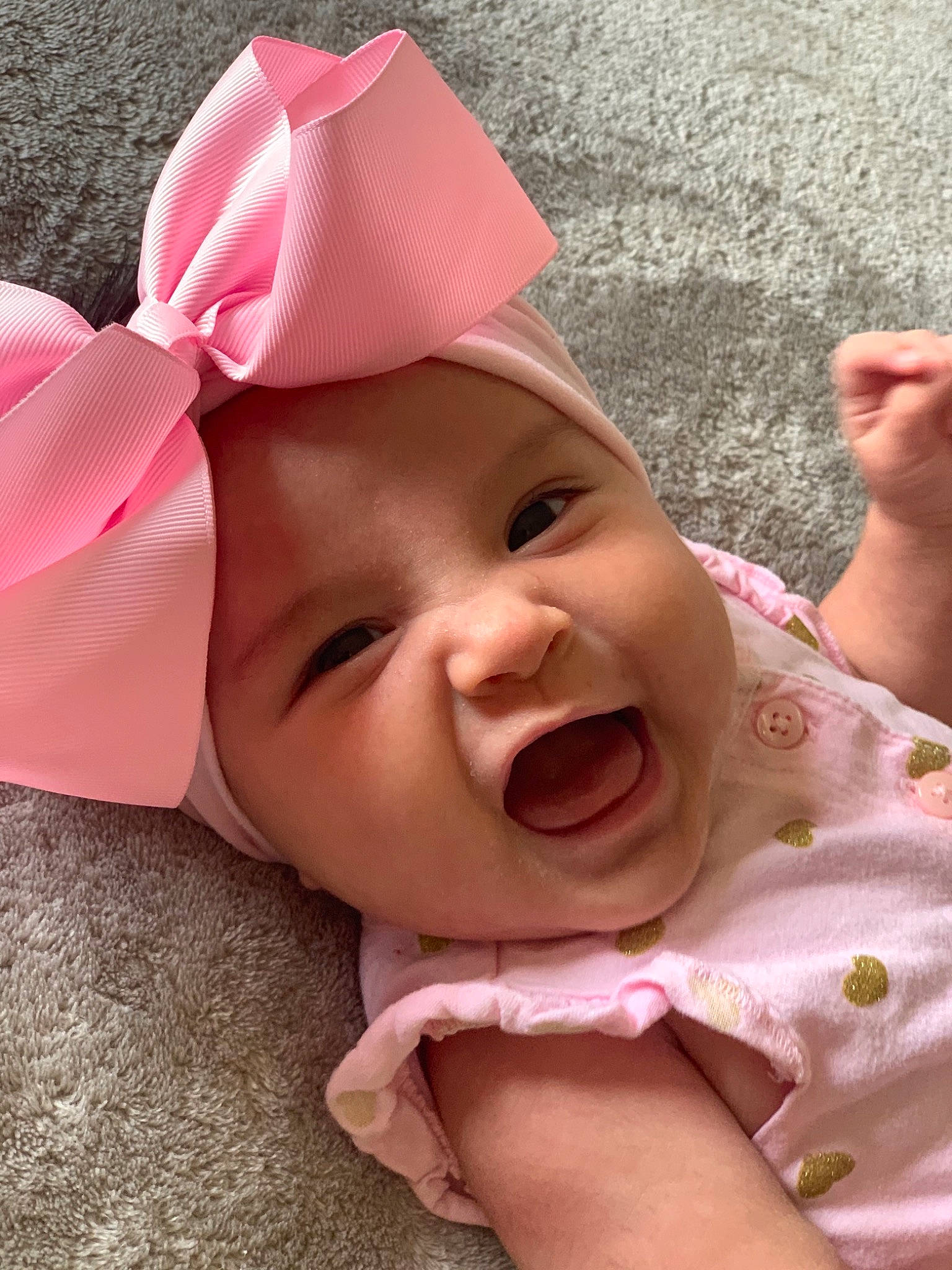Kamila joined the competition — help win amazing prizes! baby, baby_laughing, baby_making_funny_faces, cheek, child, ear, face, facial_expression, happy, head, headgear, headwear, laugh, lip, mouth, nose, person, pink, skin, smile