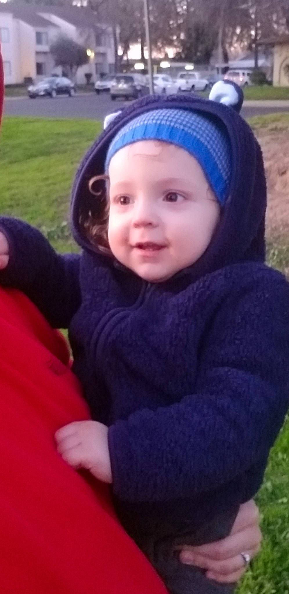 Caiden joined the competition — help win amazing prizes! baby, blue, cheek, child, clothing, cool, eye, face, grass, head, headgear, leaf, lip, outerwear, people, person, pink, product, purple, toddler