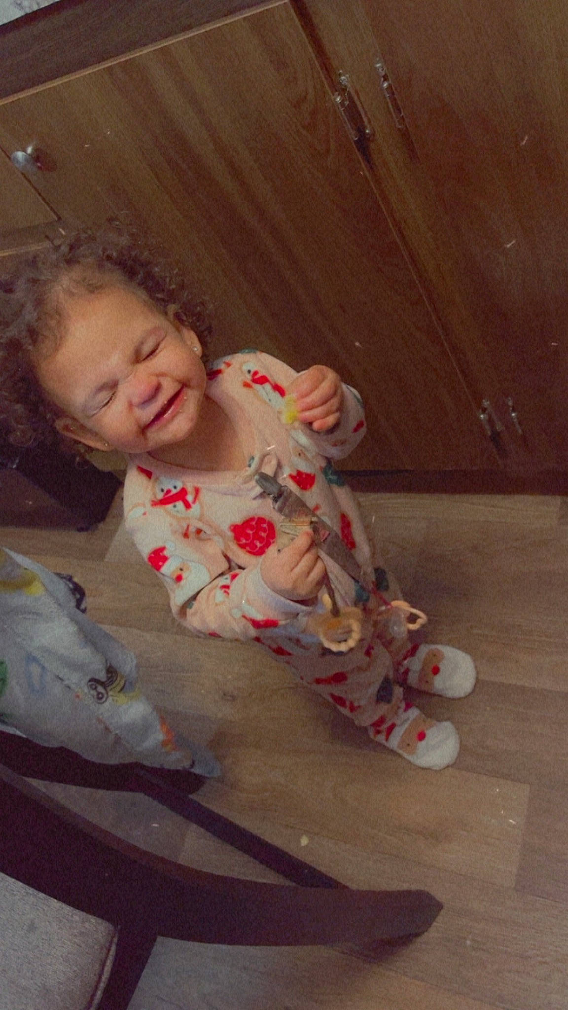 Greycyn joined the competition — help win amazing prizes! baby, baby_toddler_clothing, carmine, cheek, child, comfort, floor, flooring, fun, happy, hardwood, joy, pattern, person, room, sitting, skin, sleeve, smile, toddler