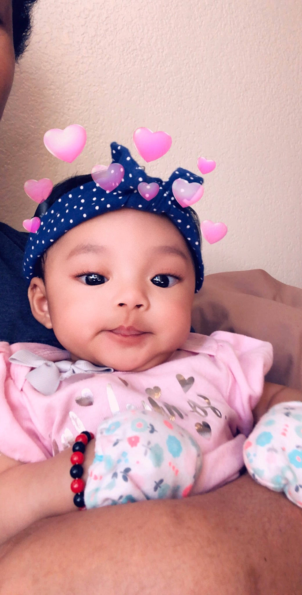 Kirsten joined the competition — help win amazing prizes! baby, baby_toddler_clothing, cheek, child, design, fashion_accessory, hair_accessory, headband, headgear, pattern, person, pink, polka_dot, toddler