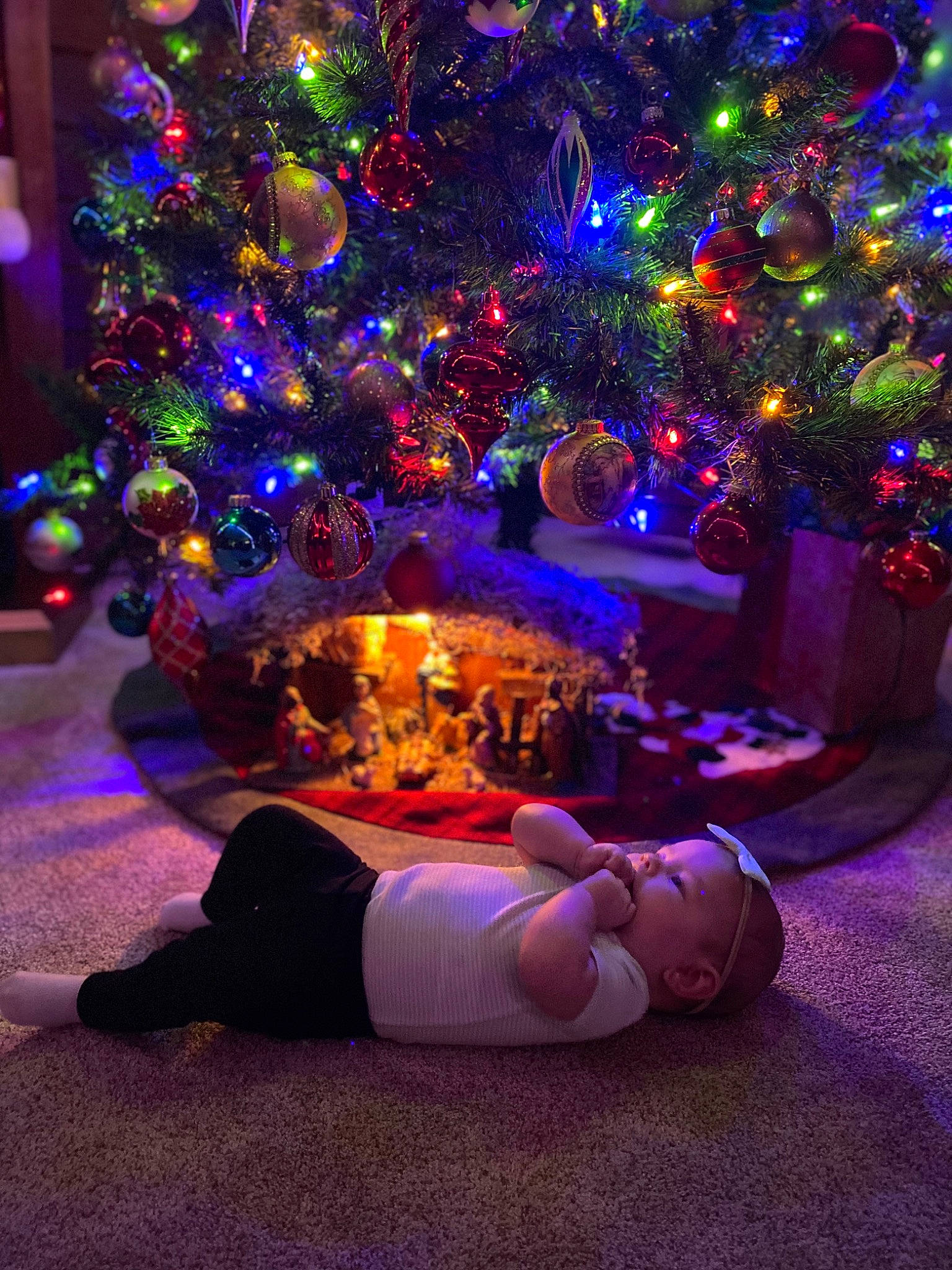 Madalynn is registered to the contest to win money with this photo: christmas, christmas_decoration, christmas_eve, christmas_ornament, christmas_tree, conifer, decoration, electric_blue, event, evergreen, holiday, holiday_ornament, interior_design, light, magenta, ornament, person, plant, purple, tradition