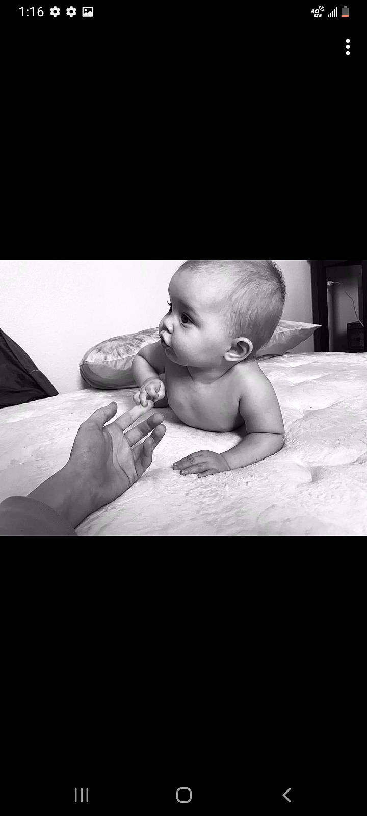 Kennedi is registered to the contest to win money with this photo: arm, baby, baby_toddler_clothing, black_and_white, child, comfort, finger, flash_photography, gesture, hairstyle, hand, happy, mammal, monochrome, monochrome_photography, mouth, person, product, skin, style