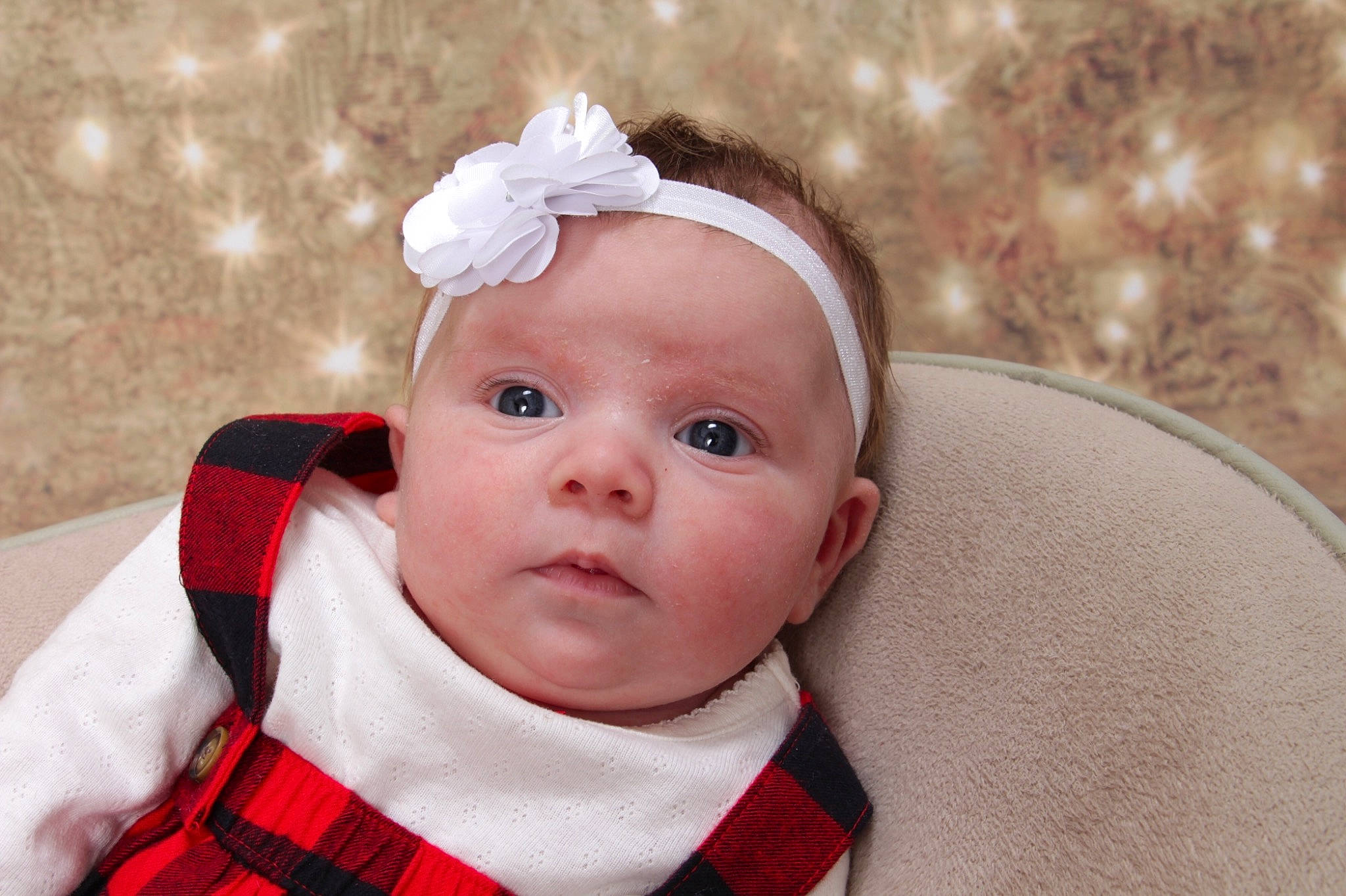 Christine joined the competition — help win amazing prizes! cheek, child, ear, eye, girl, hair_accessory, headband, headgear, infant, nose, person, product, red, skin, smile, textile, toddler