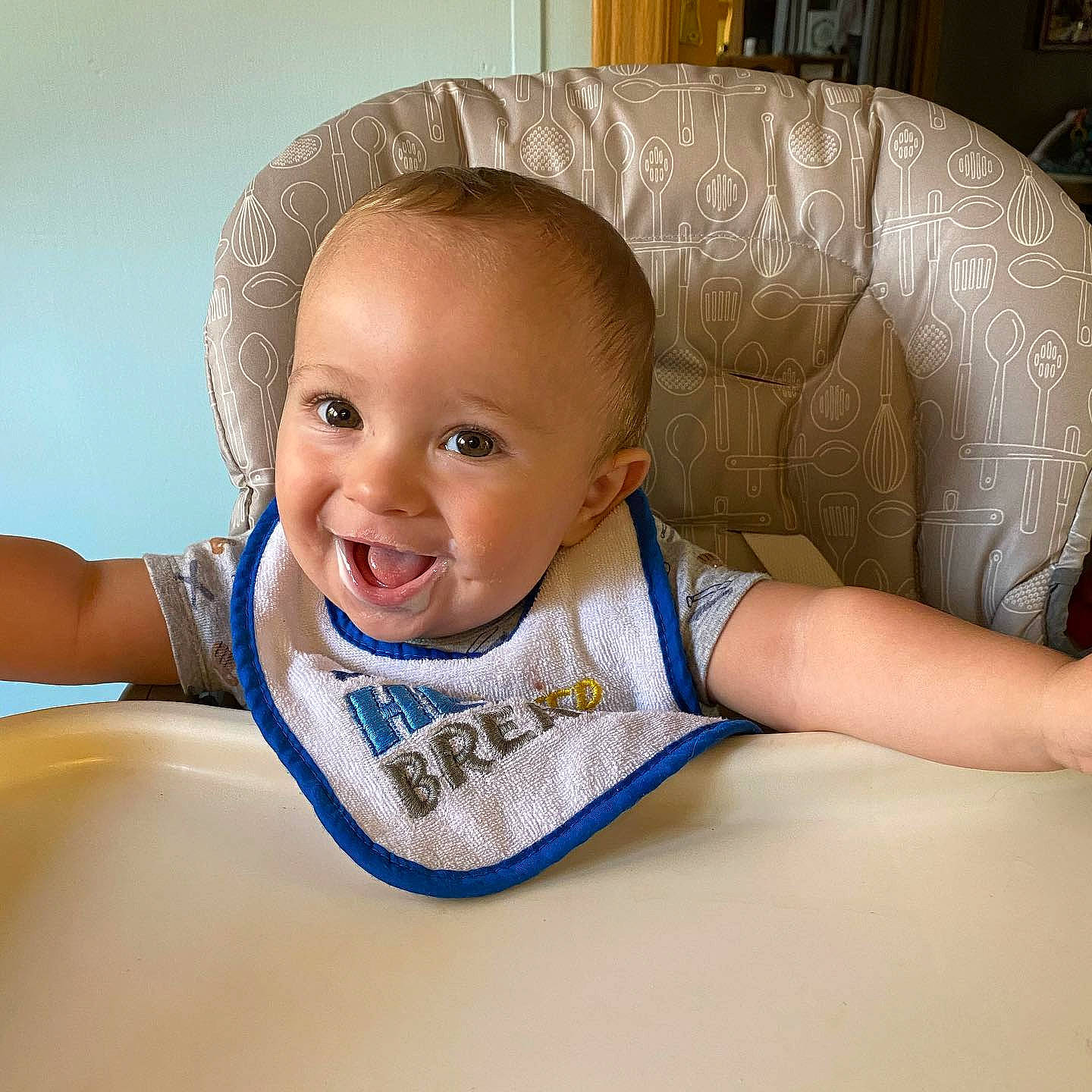 Leighton is registered to the contest to win money with this photo: arm, baby, baby_products, cheek, child, ear, head, mouth, person, product, skin, smile, toddler