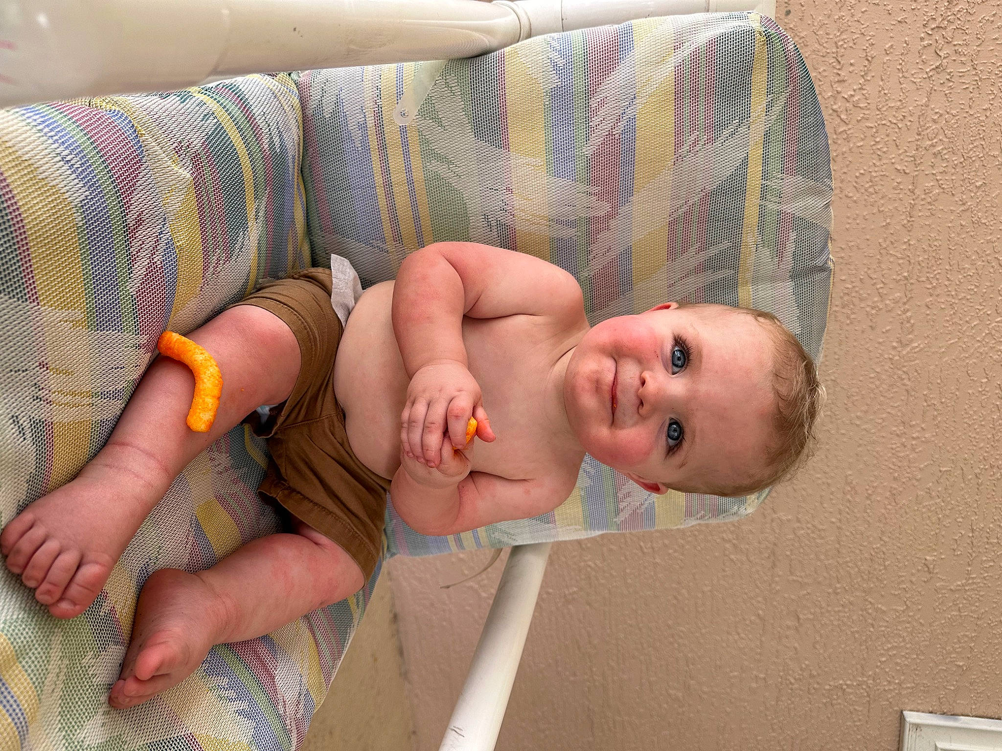 Nash joined the competition — help win amazing prizes! baby, baby_laughing, baby_products, baby_safety, baby_toddler_clothing, cheek, child, comfort, finger, flooring, foot, human_body, human_leg, joy, mouth, pattern, person, skin, smile, thumb