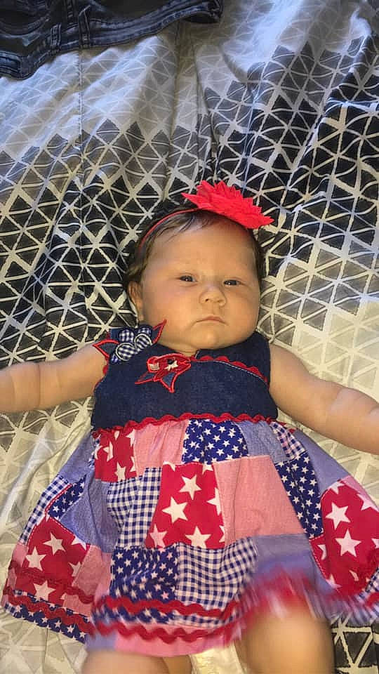 Lyric is registered to the contest to win money with this photo: baby, child, child_model, pattern, person, textile, toddler