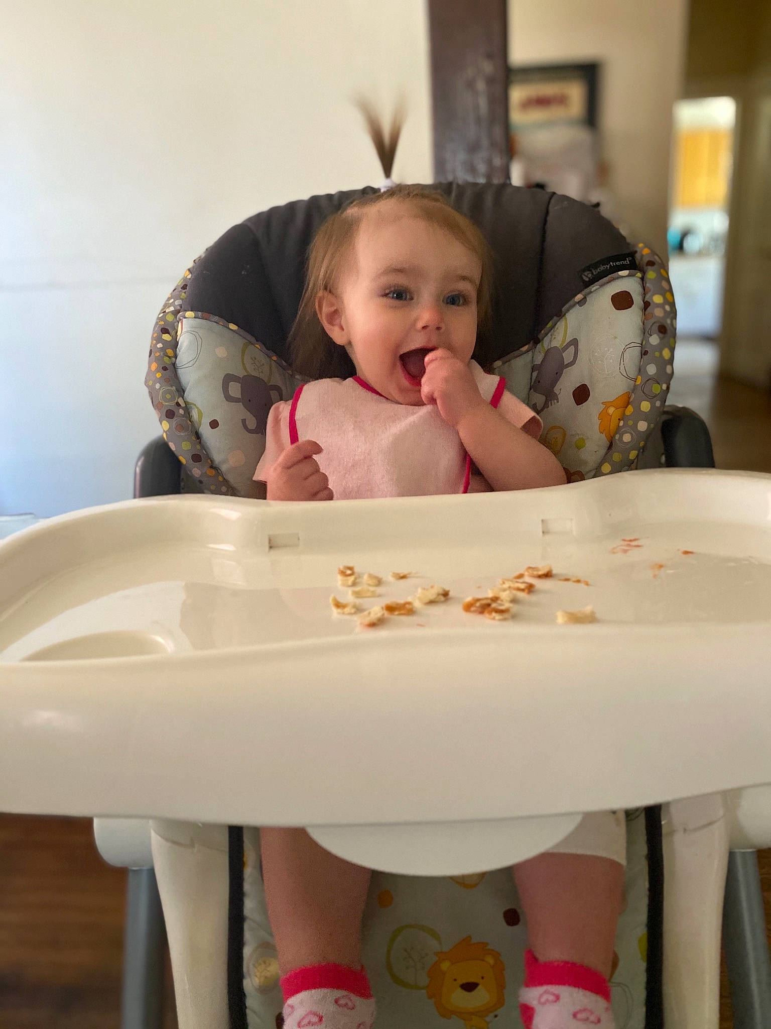Madalynn is registered to the contest to win money with this photo: baby, baby_products, chair, cheek, child, furniture, person, pink, product, room, sitting, skin, toddler