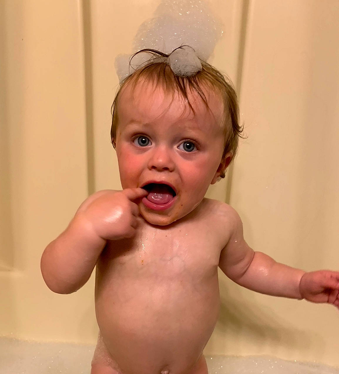 Landyn joined the competition — help win amazing prizes! baby, baby_bathing, baby_laughing, baby_making_funny_faces, bathing, cheek, child, chin, face, facial_expression, head, lip, mouth, muscle, neck, nose, person, skin, smile, stomach