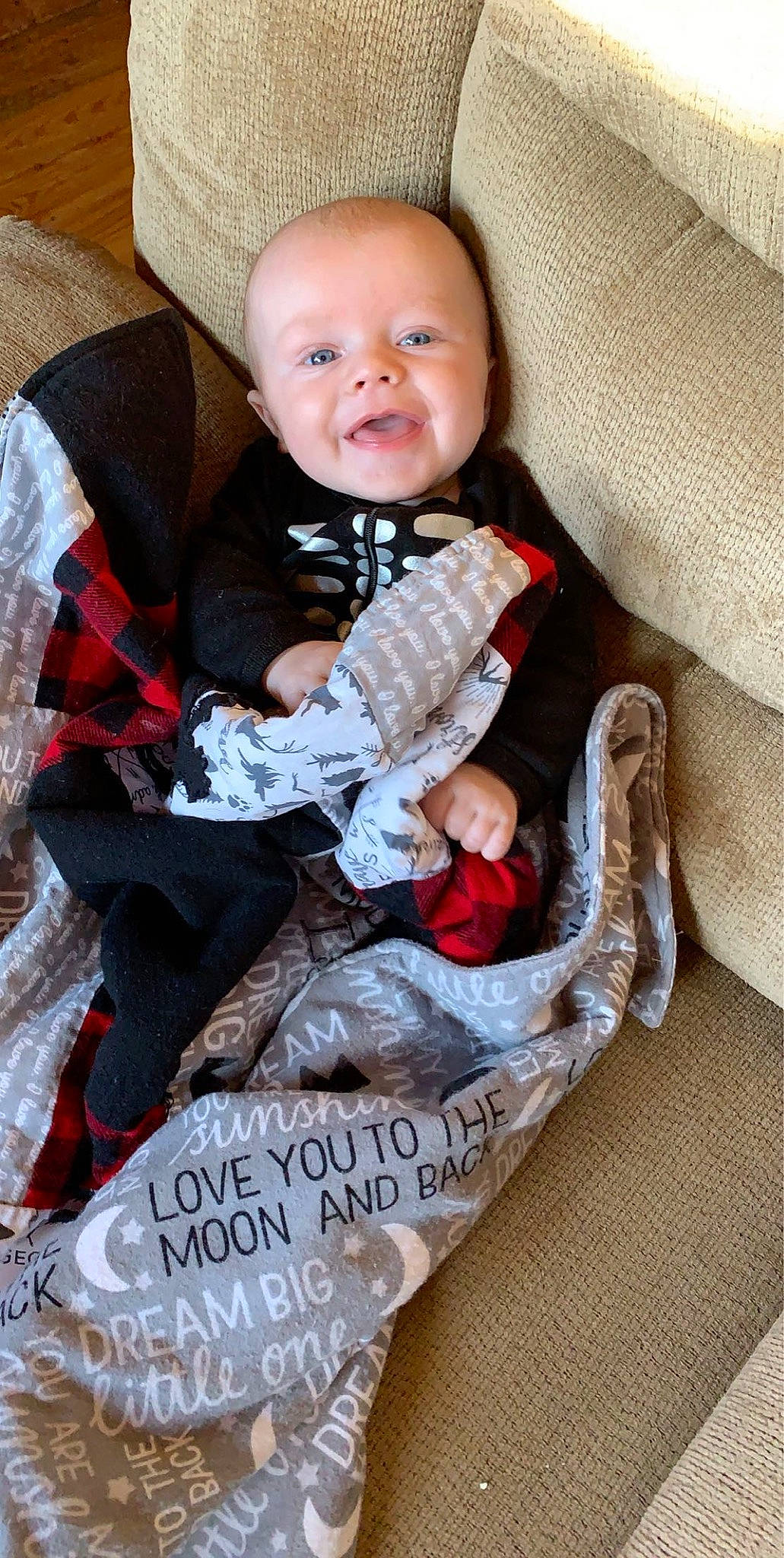 Landyn joined the competition — help win amazing prizes! baby, baby_products, child, linens, pattern, person, plaid, product, tartan, textile, toddler