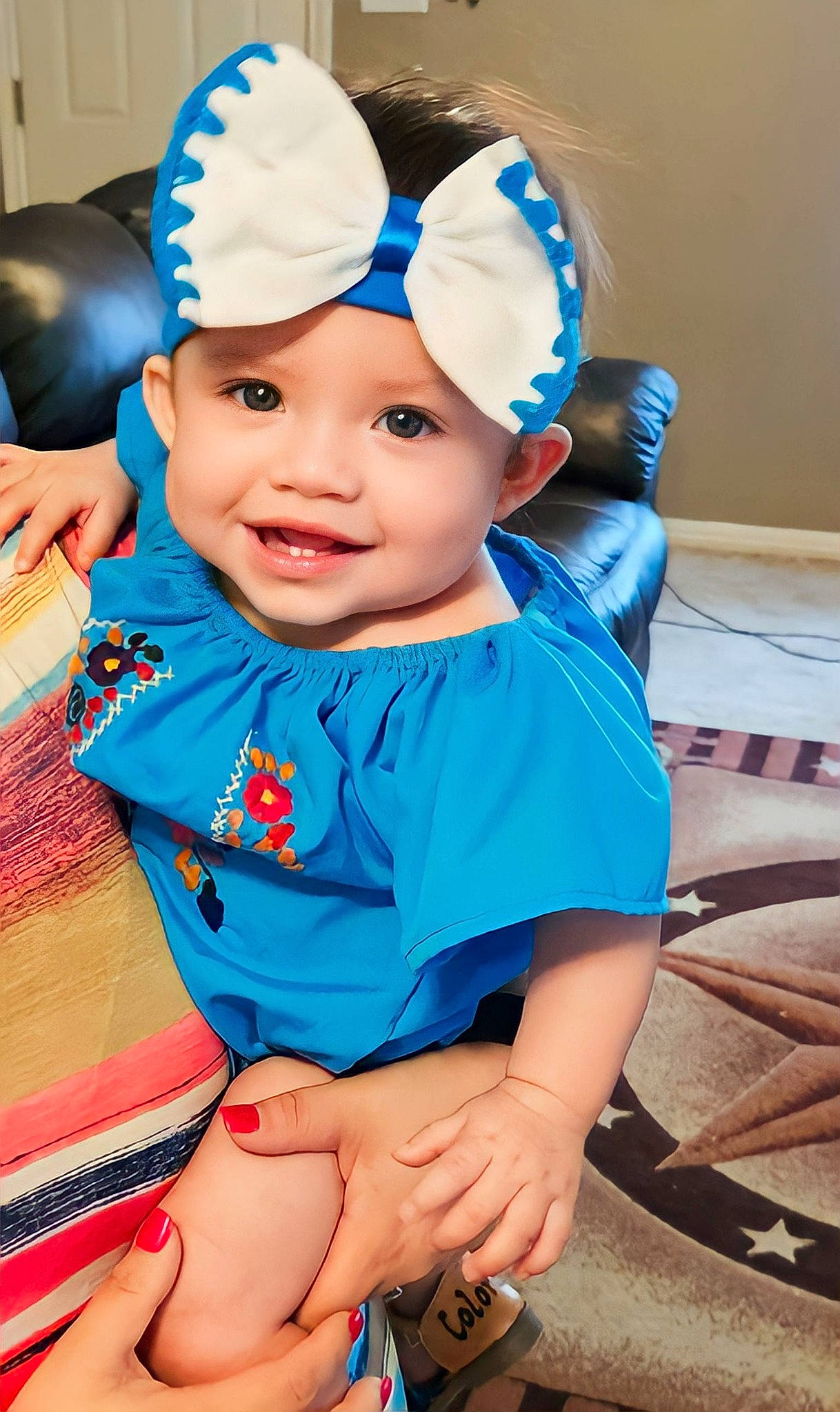 Addy is registered to the contest to win money with this photo: aqua, azure, baby, baby_toddler_clothing, baseball_cap, blue, cap, costume_hat, electric_blue, eye, face, facial_expression, happy, hat, headgear, headwear, joy, person, pink, skin