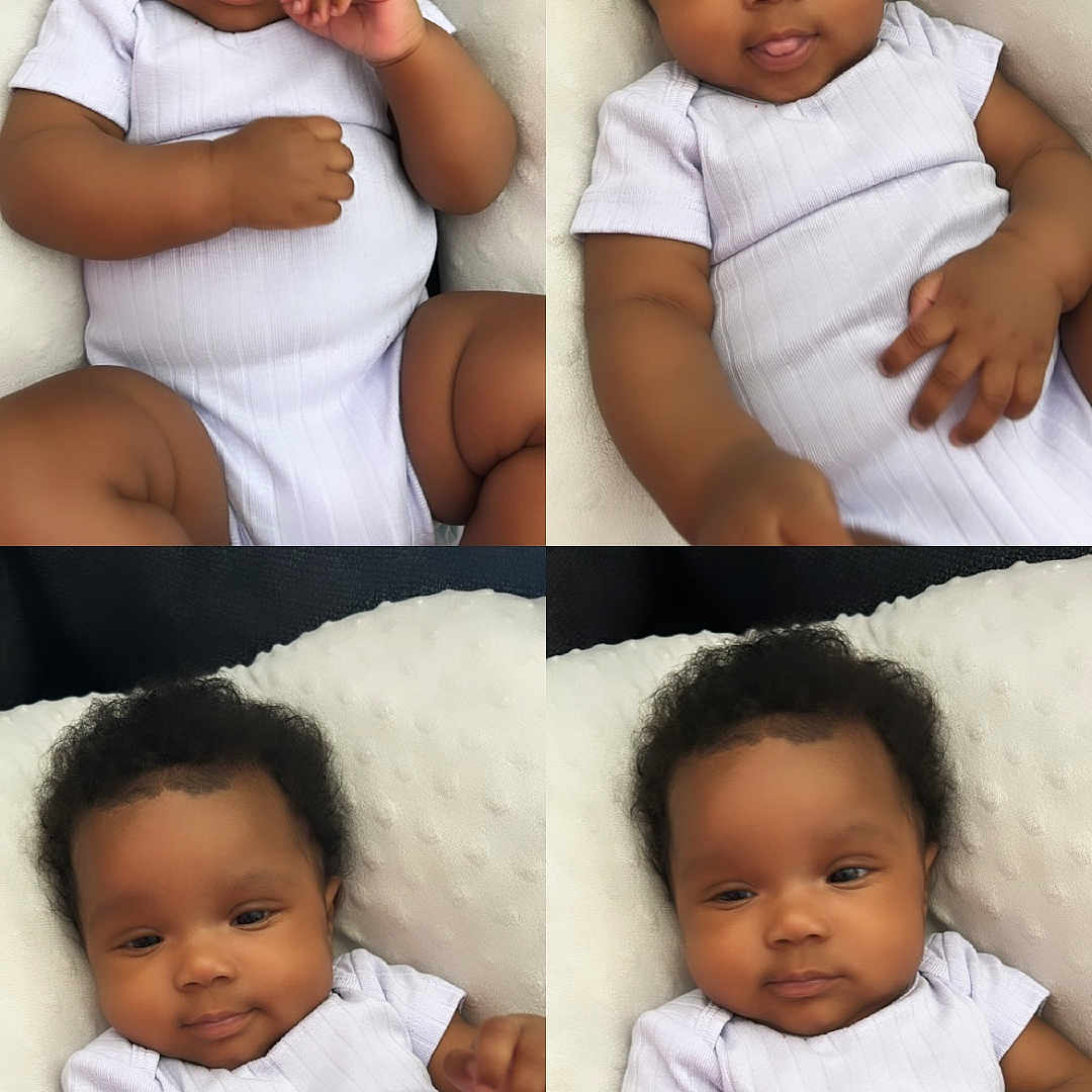 Kelani joined the competition — help win amazing prizes! art, baby, blackhair, bodypart, clothing, collage, cushion, face, hair, happy, head, homedecor, laughing, mouth, newborn, person, photography, portrait, sleeping, t_shirt