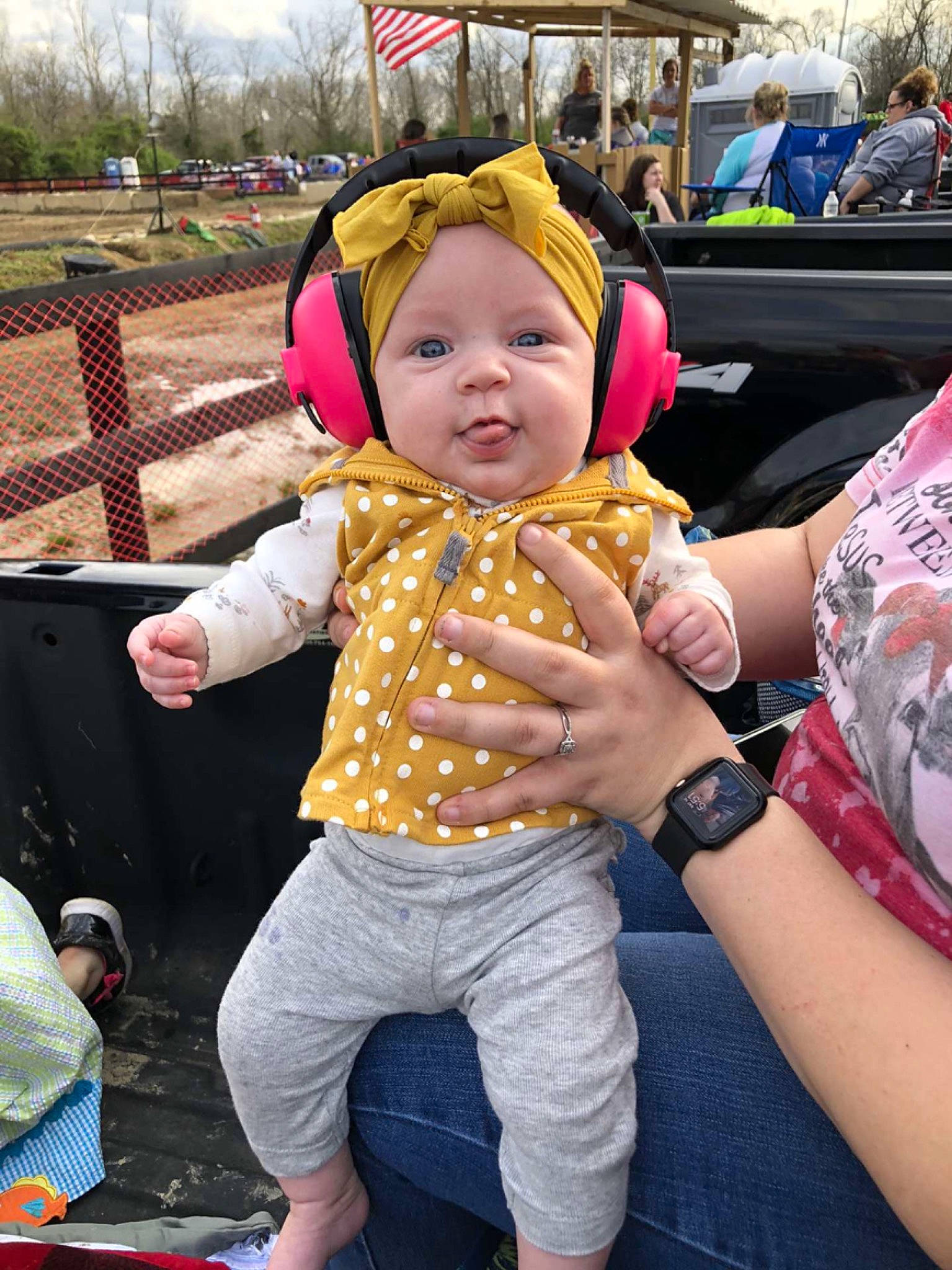 Blakelyn joined the competition — help win amazing prizes! baby, child, cool, costume, event, eyewear, fun, happy, hat, headwear, leisure, motor_vehicle, people, person, personal_protective_equipment, pink, recreation, shorts, sun_hat, toddler