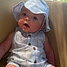 Rj is registered to the contest to win money with this photo: baby, casual, child, clothing, couch, curious, cute, expression, face, hat, indoor, infant, person, portrait, relaxing, romper, sitting, summer, sunlight, young