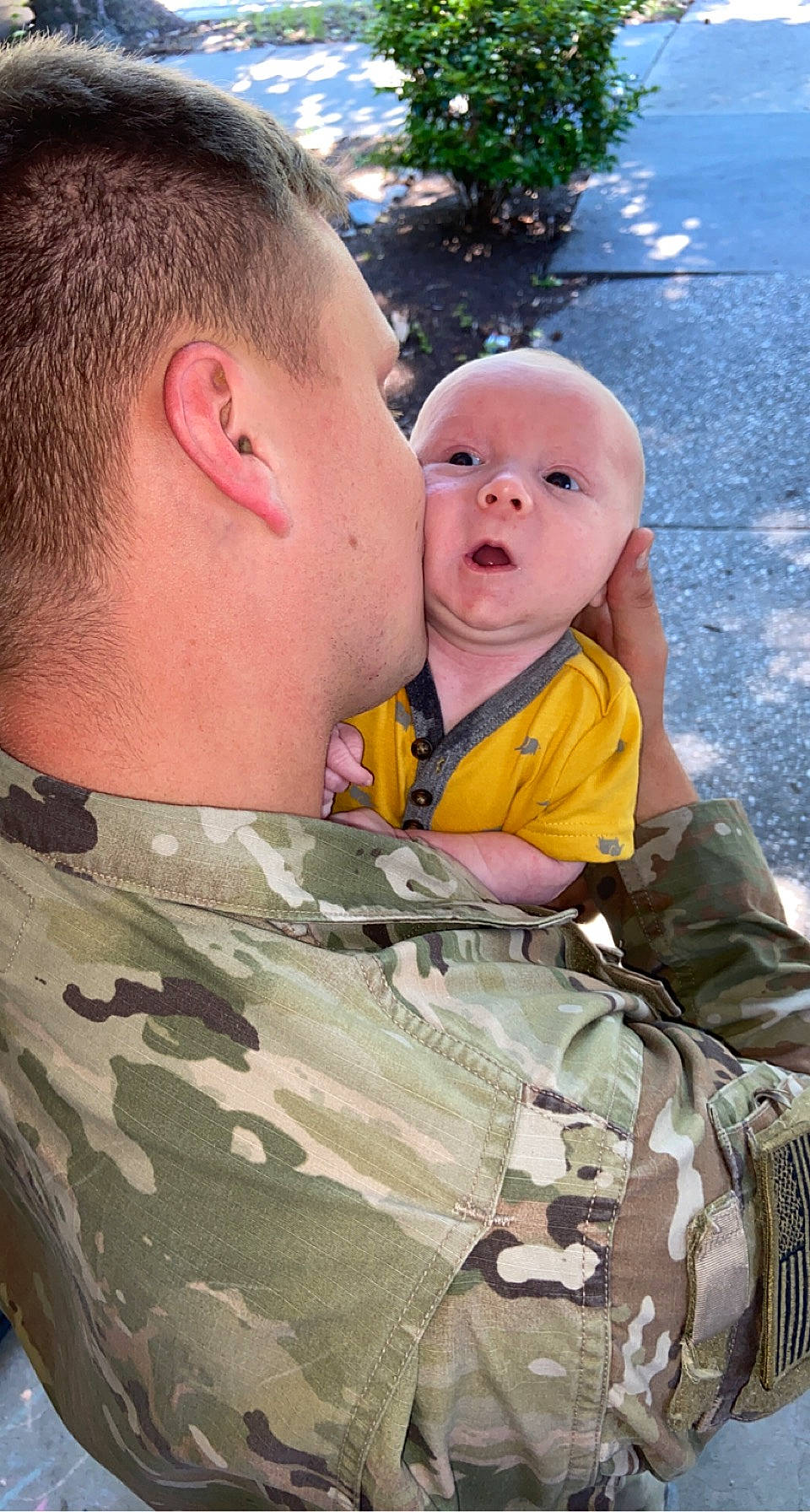 Legend joined the competition — help win amazing prizes! baby, bag, camouflage, gesture, grass, happy, infantry, kiss, luggage_and_bags, marines, military_camouflage, military_organization, military_person, military_uniform, non_commissioned_officer, pattern, people_in_nature, person, soldier, toddler