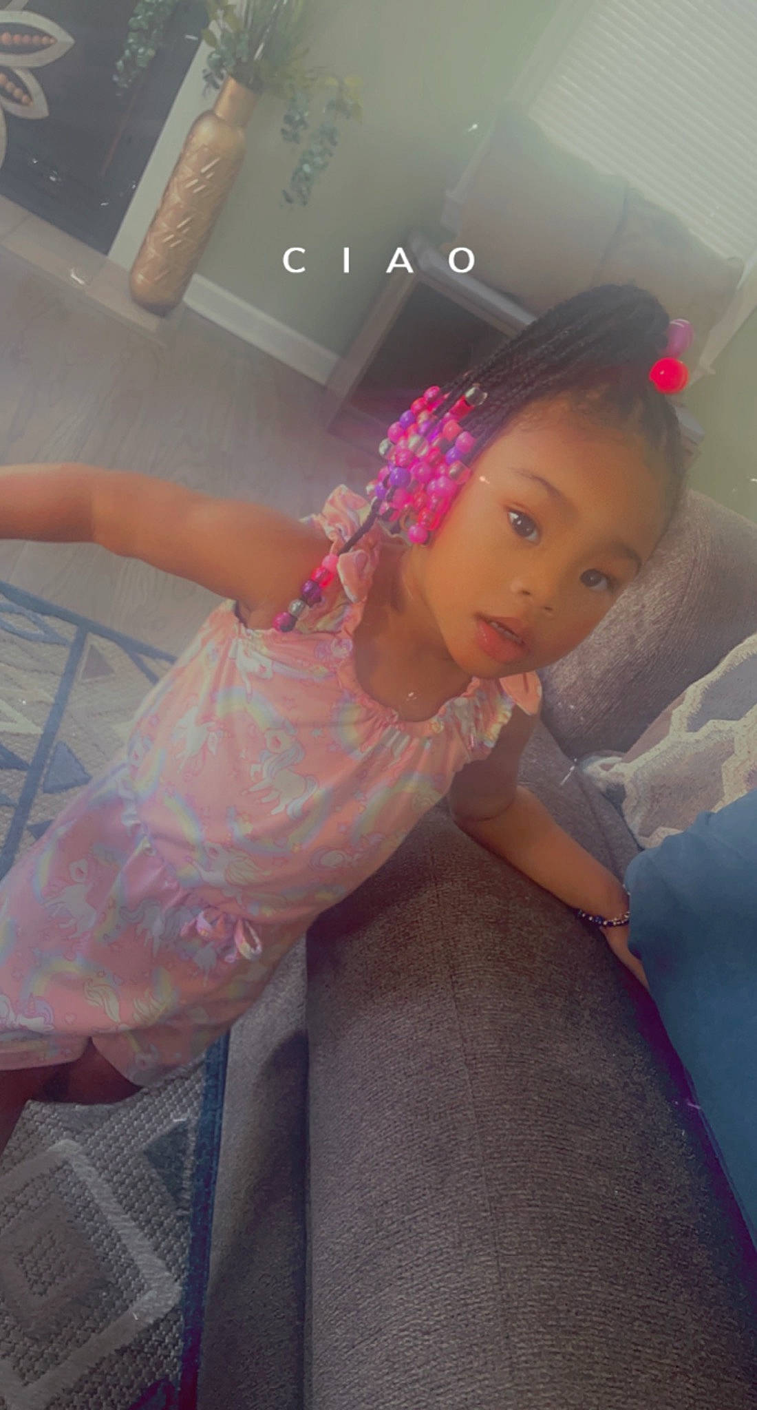 Journie is registered to the contest to win money with this photo: black_hair, bridal_accessory, child, dress, eyebrow, eyelash, fashion_accessory, fashion_design, fun, happy, headpiece, human_body, lip, long_hair, magenta, makeover, person, pink, shoulder, skin