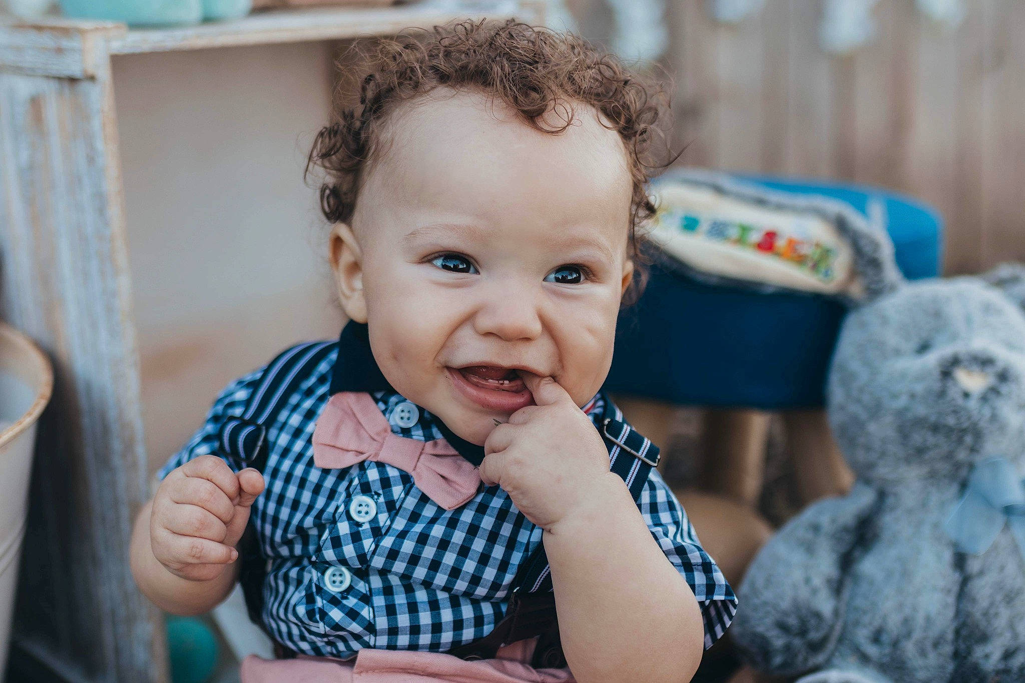Greysen joined the competition — help win amazing prizes! azure, baby, baby_toddler_clothing, cheek, child, curtain, dress, eye, finger, flash_photography, gesture, hand, happy, iris, nose, people, person, sitting, skin, smile