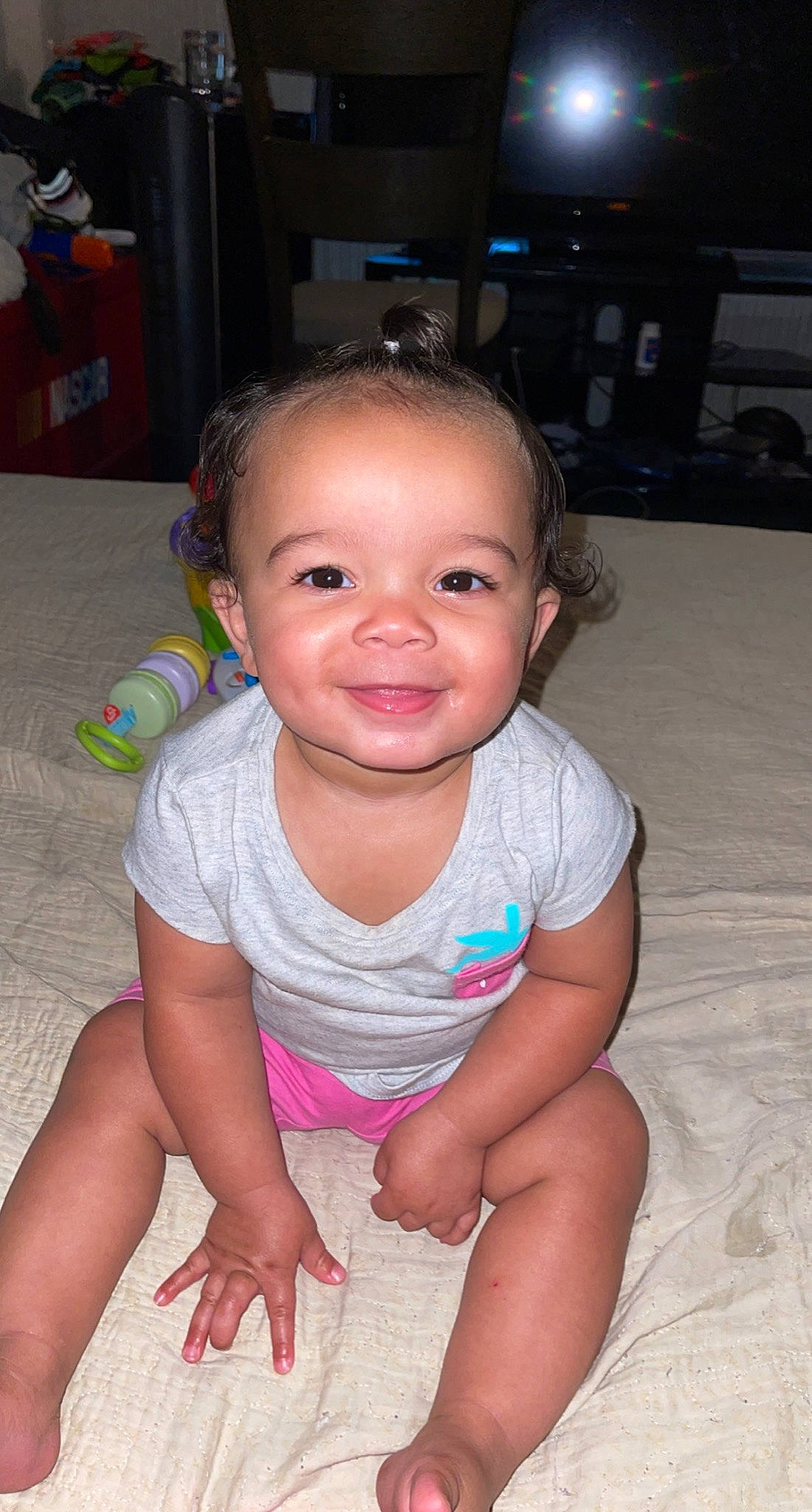 Oaklynn joined the competition — help win amazing prizes! arm, baby_toddler_clothing, black, cheek, chin, ear, eye, eyebrow, forehead, hairstyle, happy, head, human_body, iris, joy, lip, mouth, neck, nose, person