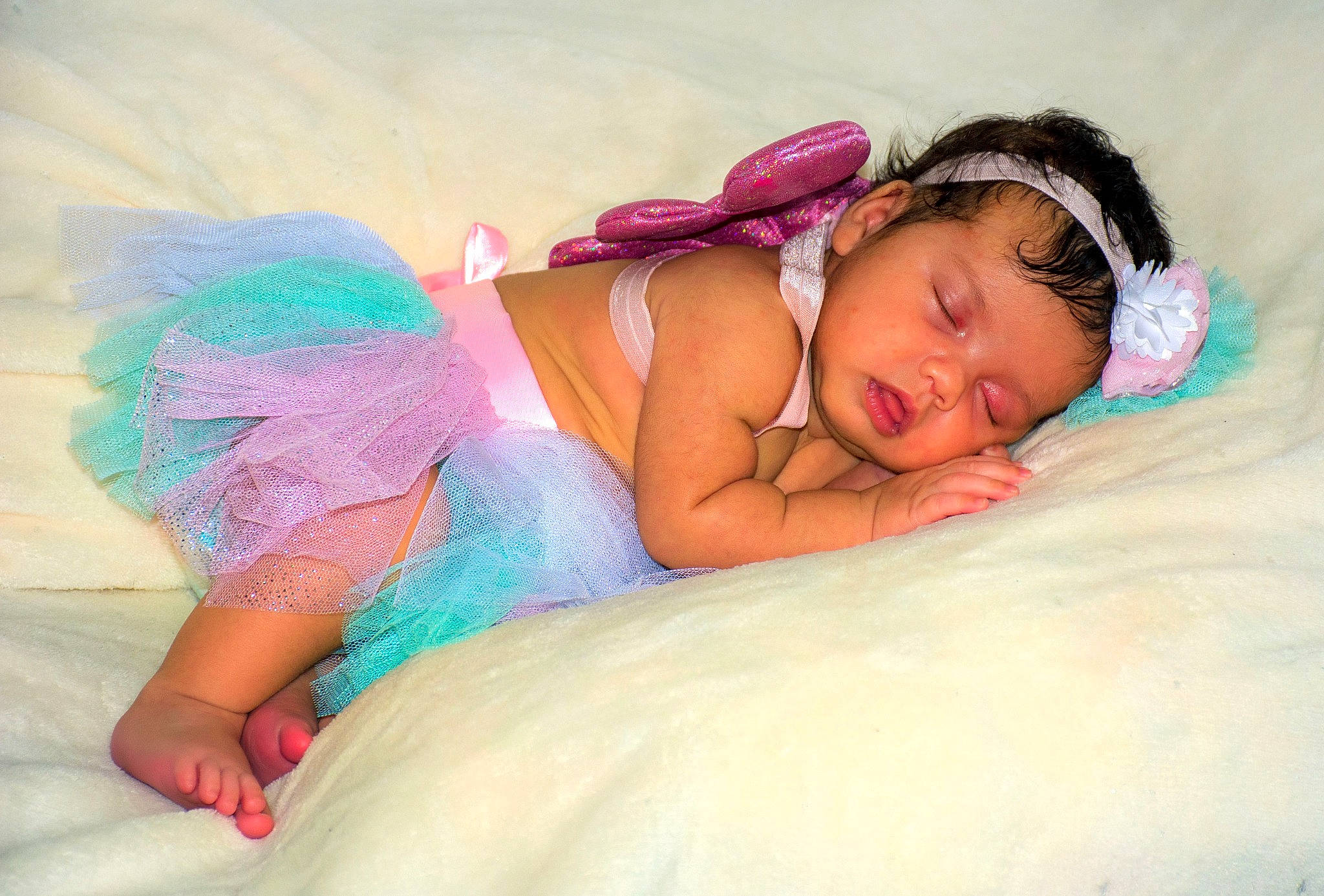 Victoria joined the competition — help win amazing prizes! baby, baby_toddler_clothing, bed, child, comfort, dress, finger, flash_photography, hair_accessory, happy, headgear, headpiece, human_body, human_leg, iris, leg, magenta, person, pink, thigh