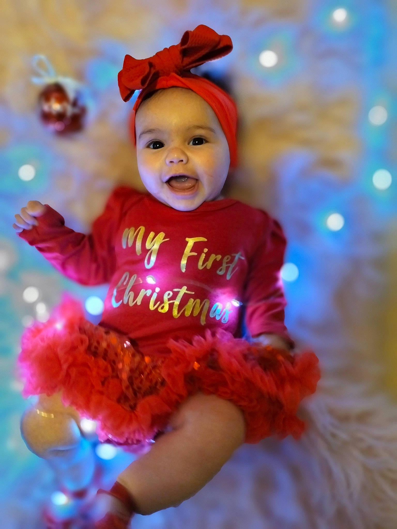 Victoria joined the competition — help win amazing prizes! baby, baby_toddler_clothing, child, christmas, christmas_decoration, christmas_eve, christmas_ornament, costume_hat, entertainment, event, fictional_character, font, fun, happy, holiday, magenta, party_supply, person, pink, smile