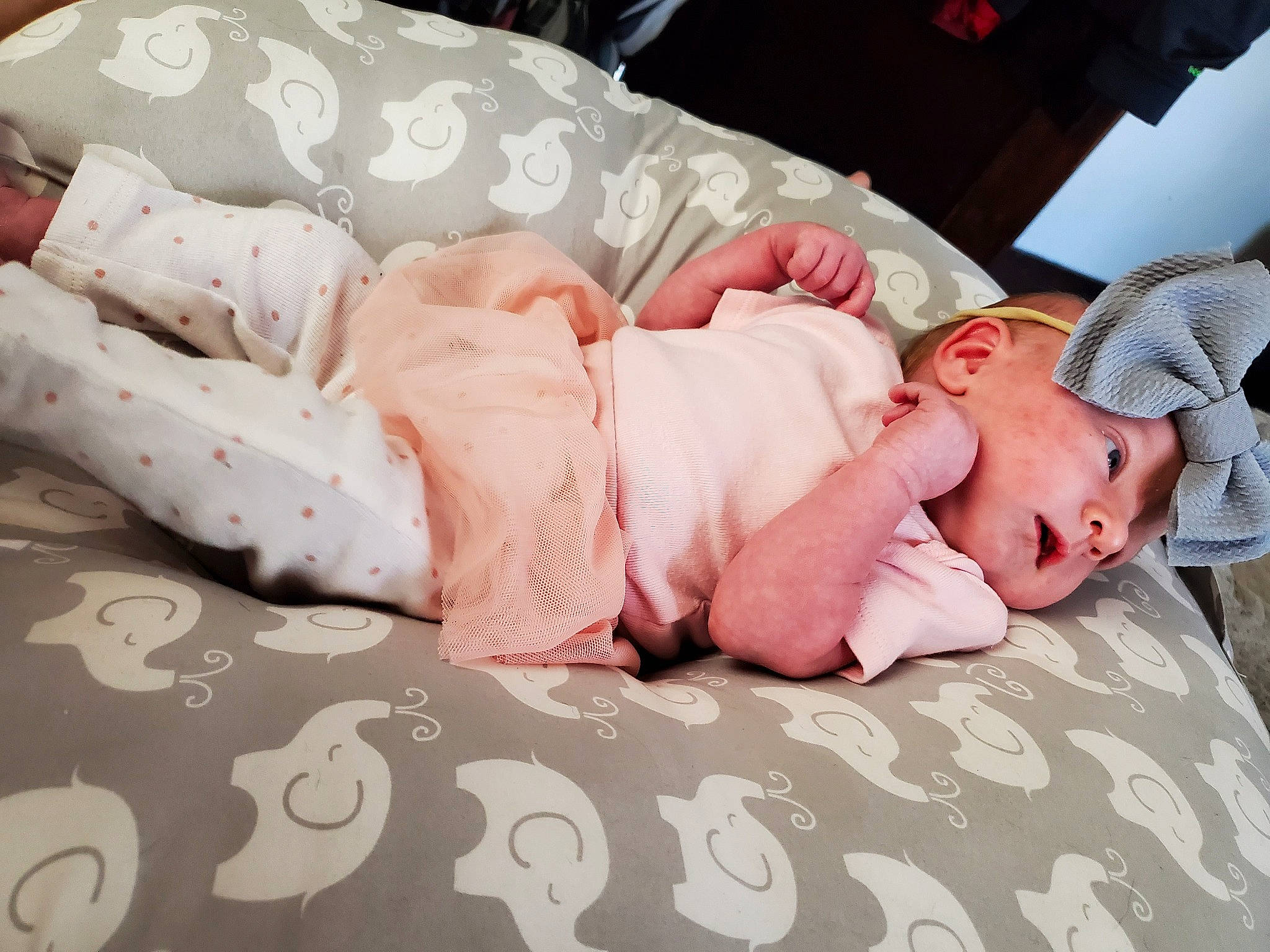 Zoey joined the competition — help win amazing prizes! baby, baby_sleeping, bed, bedding, bedtime, birth, child, comfort, furniture, linens, nap, person, pillow, pink, product, room, skin, sleep, textile, toddler