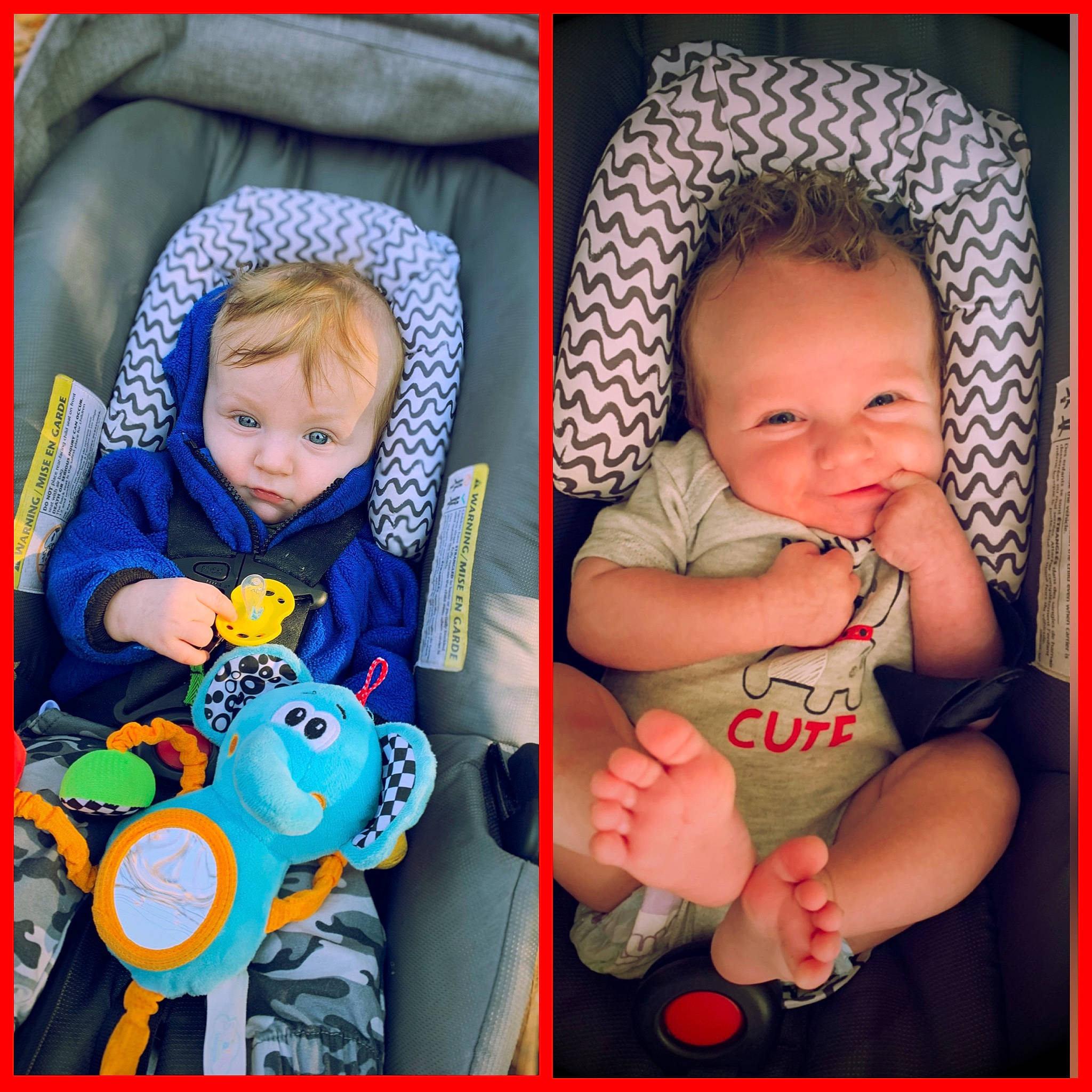 Bryson is registered to the contest to win money with this photo: art, baby, baby_in_car_seat, baby_products, baby_toddler_clothing, car_seat, child, headwear, person, photo_caption, photography, photomontage, product, toddler