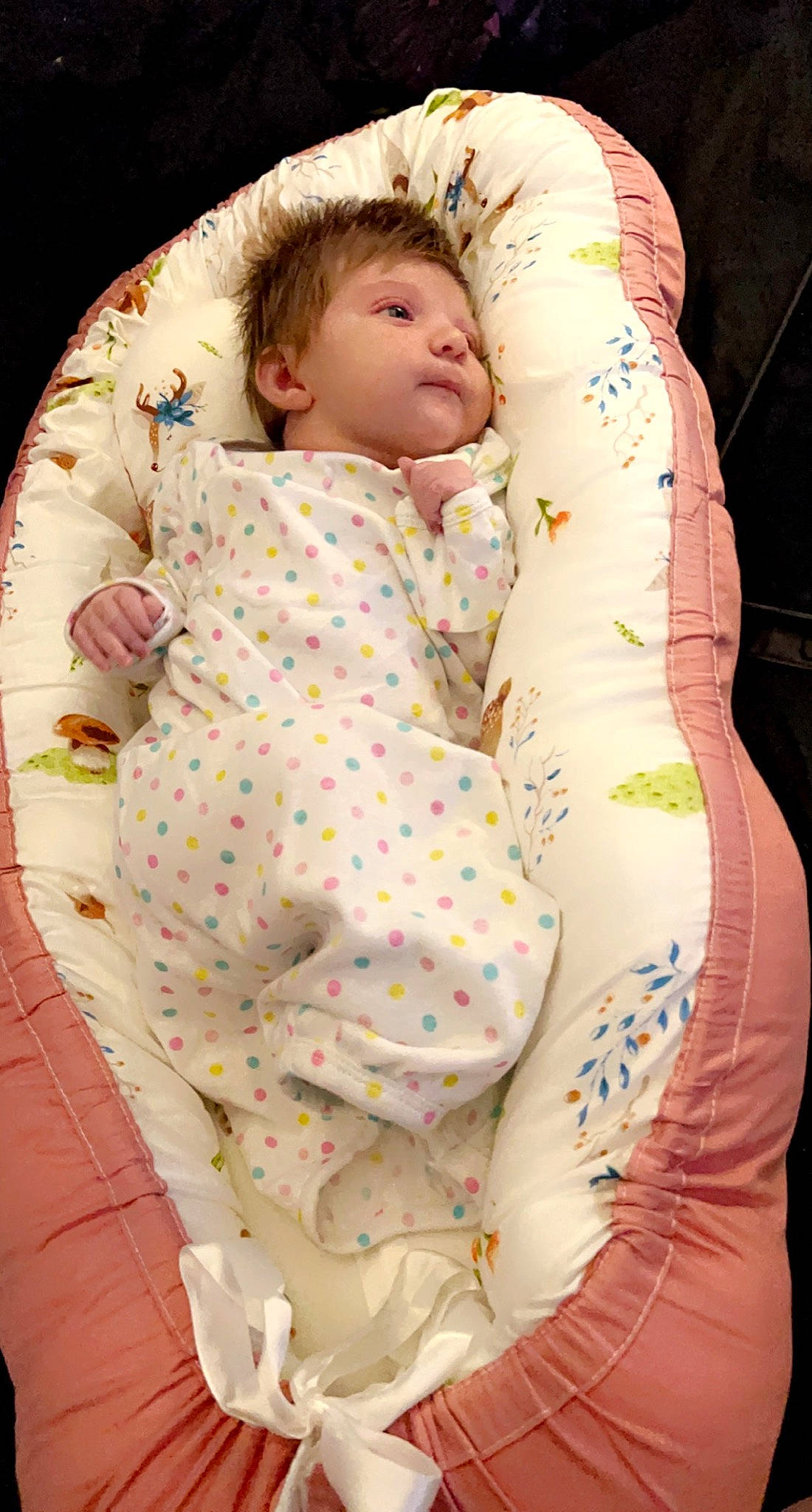 Caroline joined the competition — help win amazing prizes! baby, baby_products, baby_safety, baby_sleeping, baby_toddler_clothing, bedding, bedtime, cheek, child, comfort, head, linens, nap, pattern, person, pink, sitting, skin, sleep, sleeve