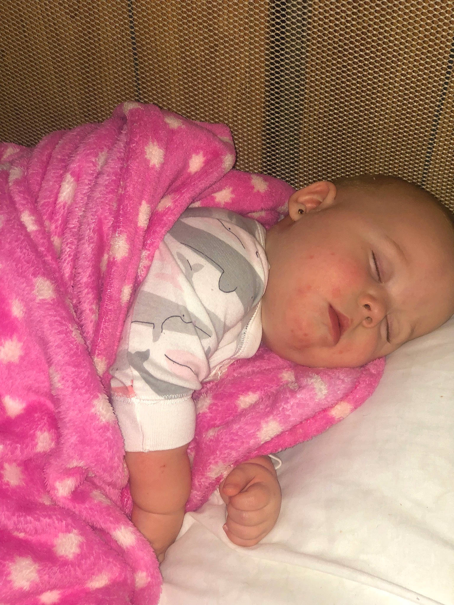Rayne joined the competition — help win amazing prizes! baby, baby_products, baby_safety, baby_sleeping, baby_toddler_clothing, bedding, bedtime, cheek, child, comfort, infant_bed, linens, magenta, nose, person, pink, product, sleeve, textile, thumb