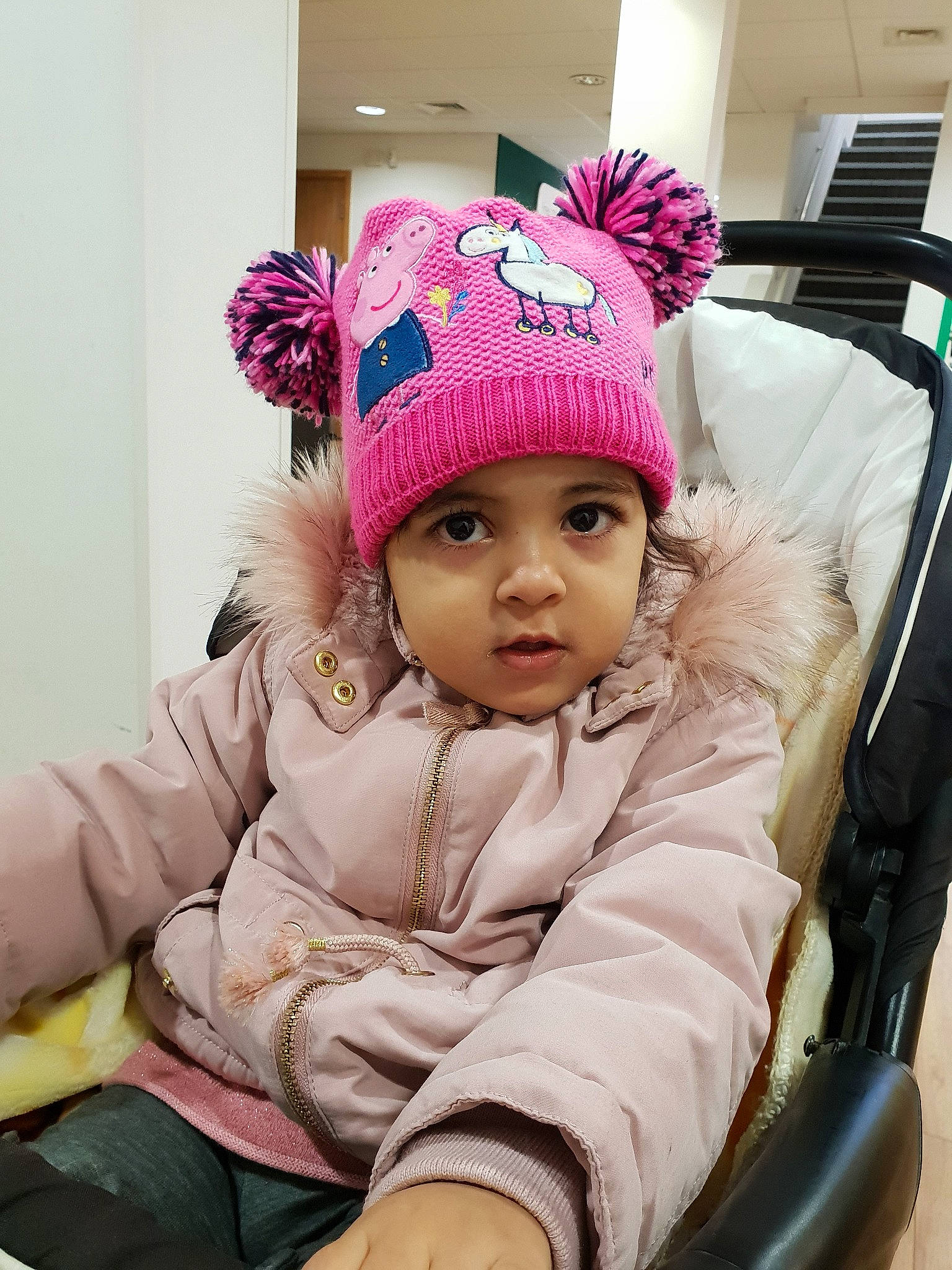 Kate joined the competition — help win amazing prizes! beanie, cap, child, girl, hat, headgear, infant, knit_cap, person, pink, product, skin, textile, toddler
