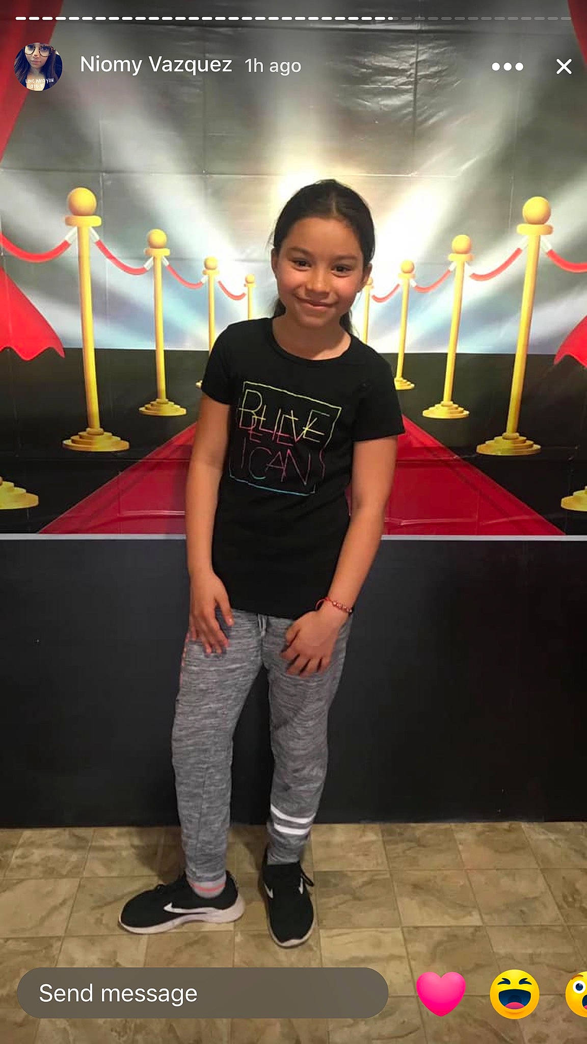 Ashlyn Aviles-vazquez is registered to the contest to win money with this photo: fashion, flooring, footwear, jeans, joy, leisure, performance, person, shoe, t_shirt