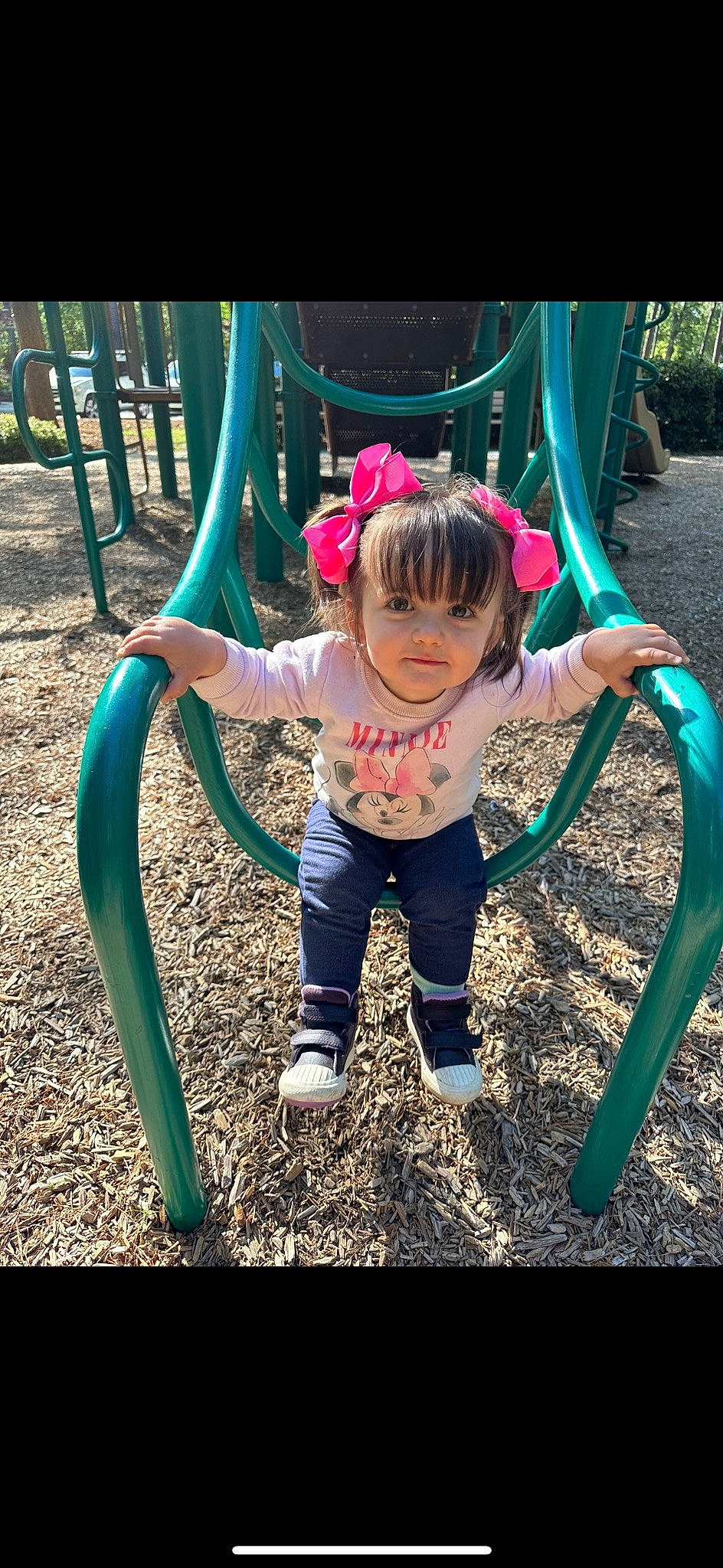 Flor is registered to the contest to win money with this photo: child, city, electric_blue, event, eye, face, fun, grass, happy, leisure, magenta, outdoor_play_equipment, person, pink, plant, play, playground, recreation, soil, toddler