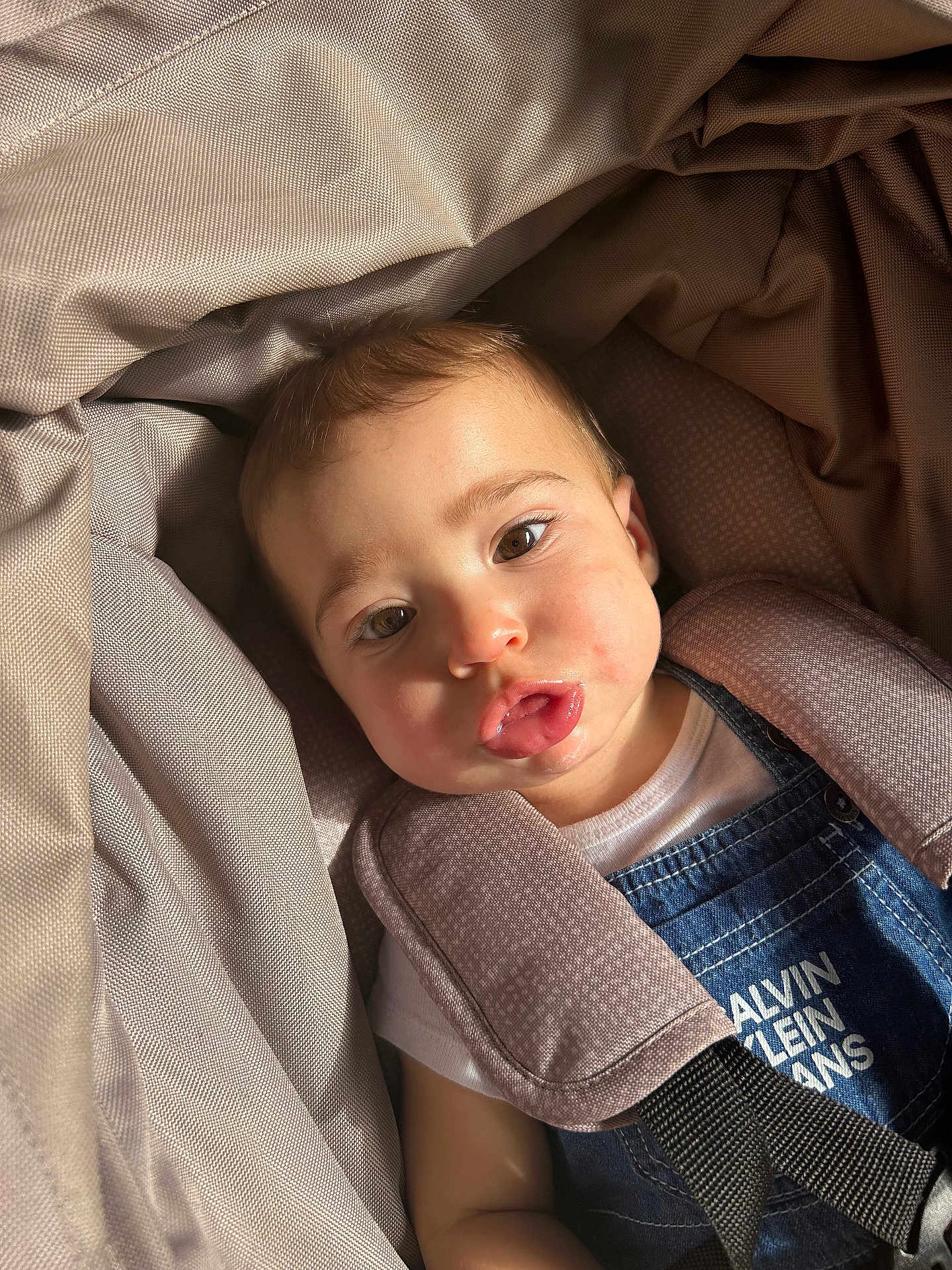 Westin joined the competition — help win amazing prizes! baby, bodypart, clothing, cushion, face, finger, furniture, hand, happy, head, homedecor, jeans, knitwear, pants, person, photography, portrait, smile, sweater, t_shirt