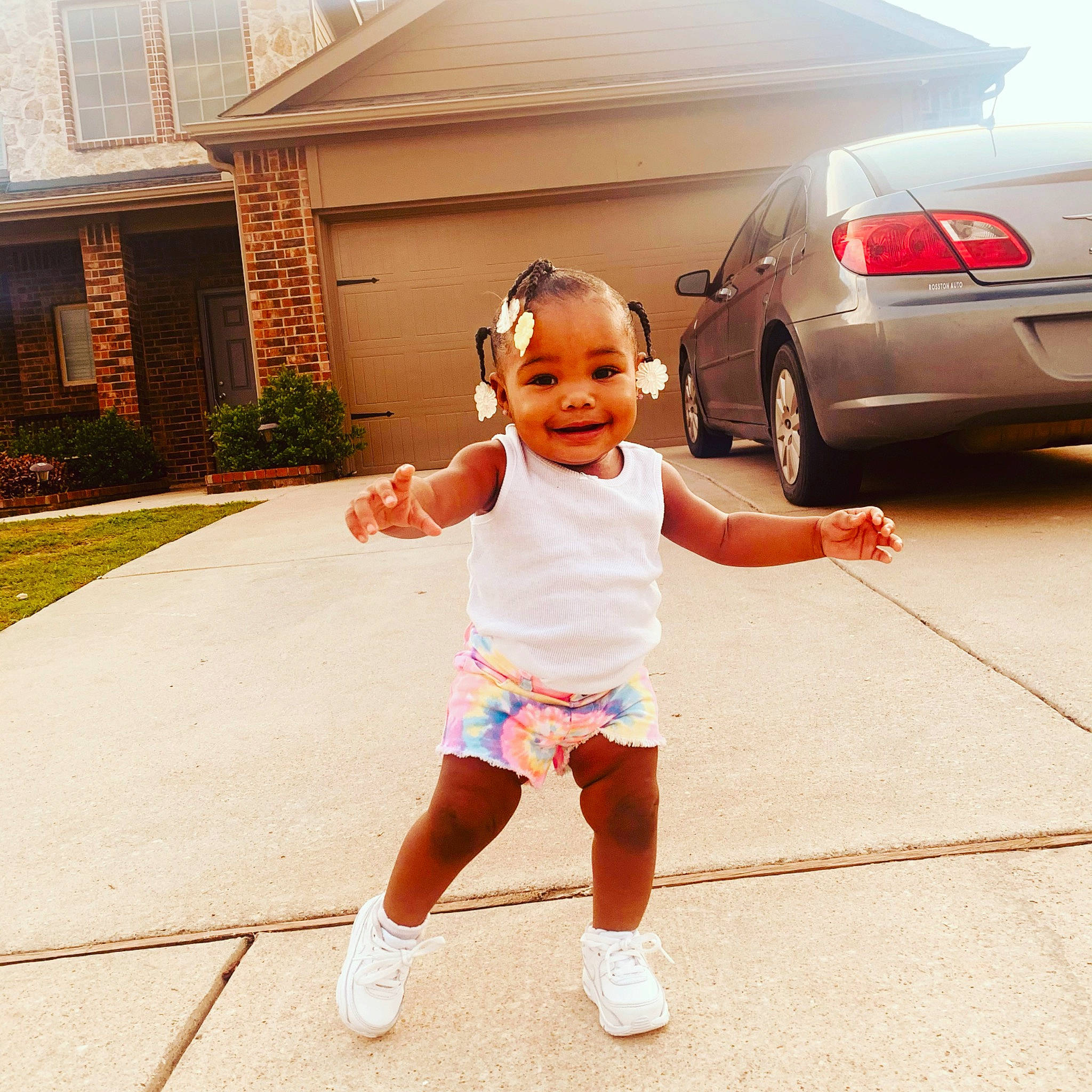 Maurie joined the competition — help win amazing prizes! automotive_design, automotive_lighting, automotive_tire, baby_toddler_clothing, car, cool, happy, hood, house, joy, motor_vehicle, person, plant, smile, summer, t_shirt, thigh, tire, toddler, vehicle