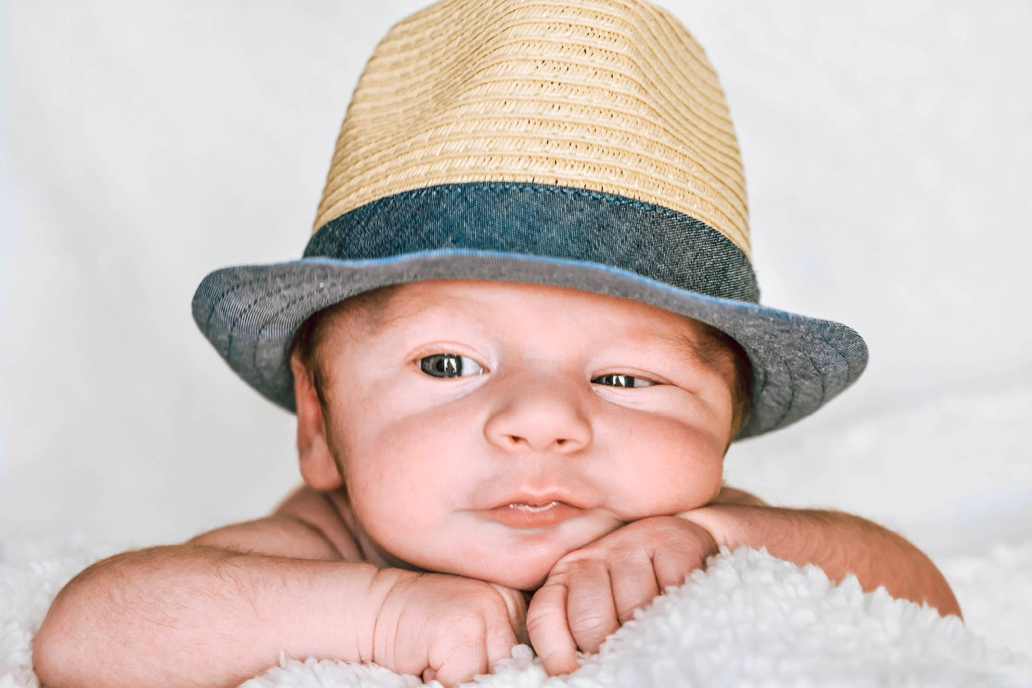 Camdyn is registered to the contest to win money with this photo: baby, baby_toddler_clothing, cap, cheek, chin, comfort, eye, eyebrow, face, fedora, flash_photography, gesture, happy, hat, headgear, headwear, lip, nose, person, smile