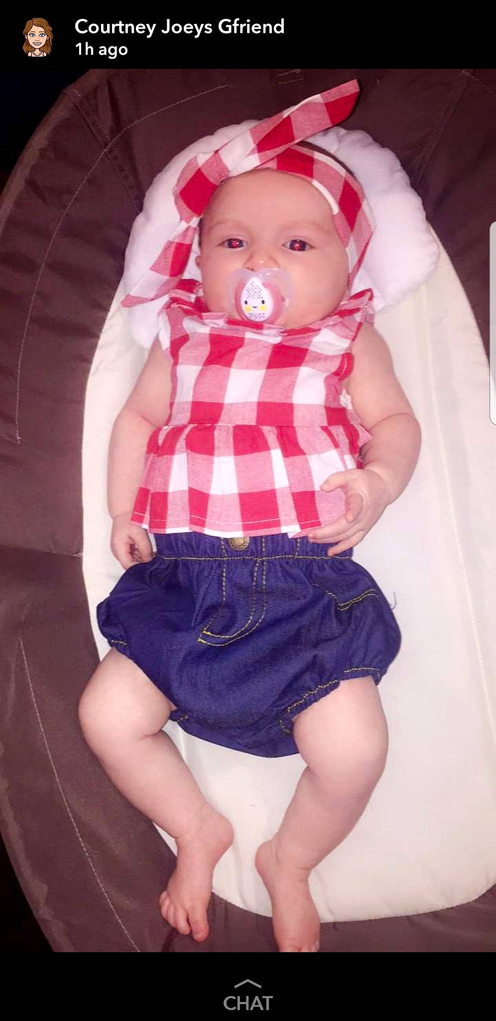 Paislee is registered to the contest to win money with this photo: cheek, child, fun, girl, hand, headwear, human_hair_color, infant, joy, mouth, person, product, sitting, toddler