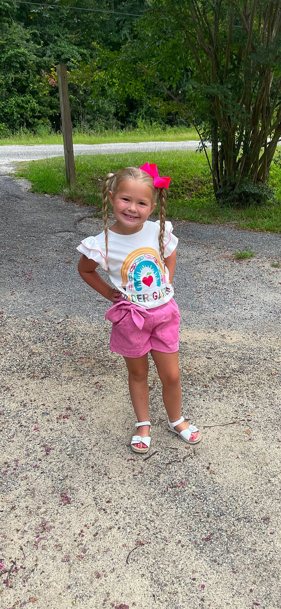 Paislee joined the competition — help win amazing prizes! asphalt, baby_toddler_clothing, child, fun, garden, grass, happy, joy, leaf, leisure, magenta, people_in_nature, person, pink, plant, play, recreation, smile, soil, t_shirt