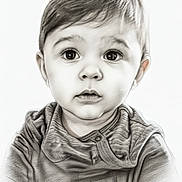 Maël a rejoint le concours — aidez-le/la à gagner de superbes lots ! baby, child, portrait, sketch, drawing, hoodie, clothing, face, expression, eyes, hair, artwork, black_and_white, closeup, head, young, innocence, curious, soft_shading, detailed
