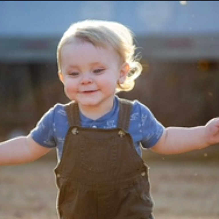 Maverick Young joined the competition — help win amazing prizes! blonde, bodypart, can, child, clothing, face, female, finger, girl, hand, happy, head, jeans, outdoors, pants, person, photography, portrait, smile, tin