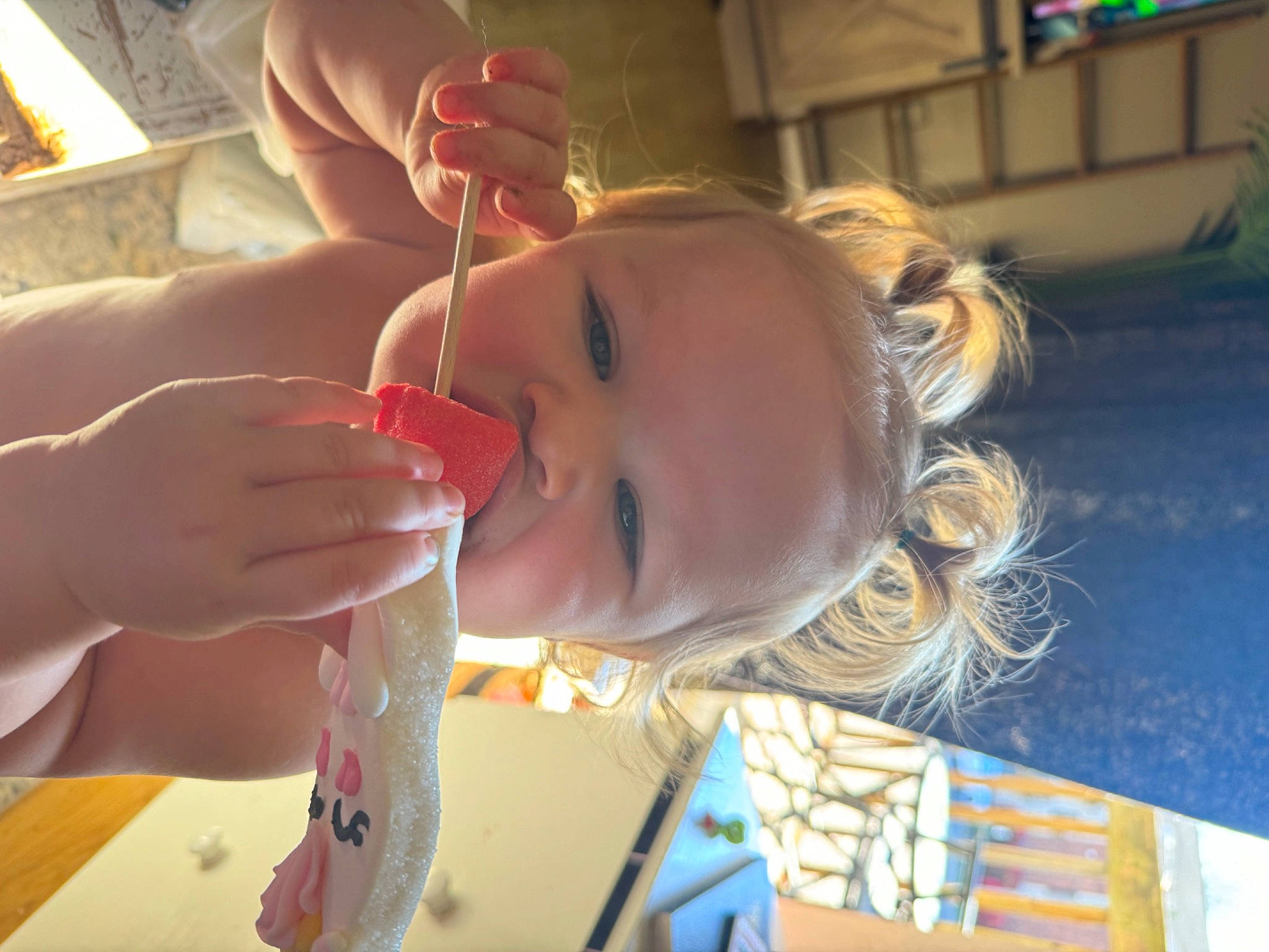 Ellie Mae is registered to the contest to win money with this photo: baby, cheek, child, ear, eyelash, fun, gesture, hand, happy, head, leisure, lip, mouth, nose, person, skin, smile, summer, thumb, toddler