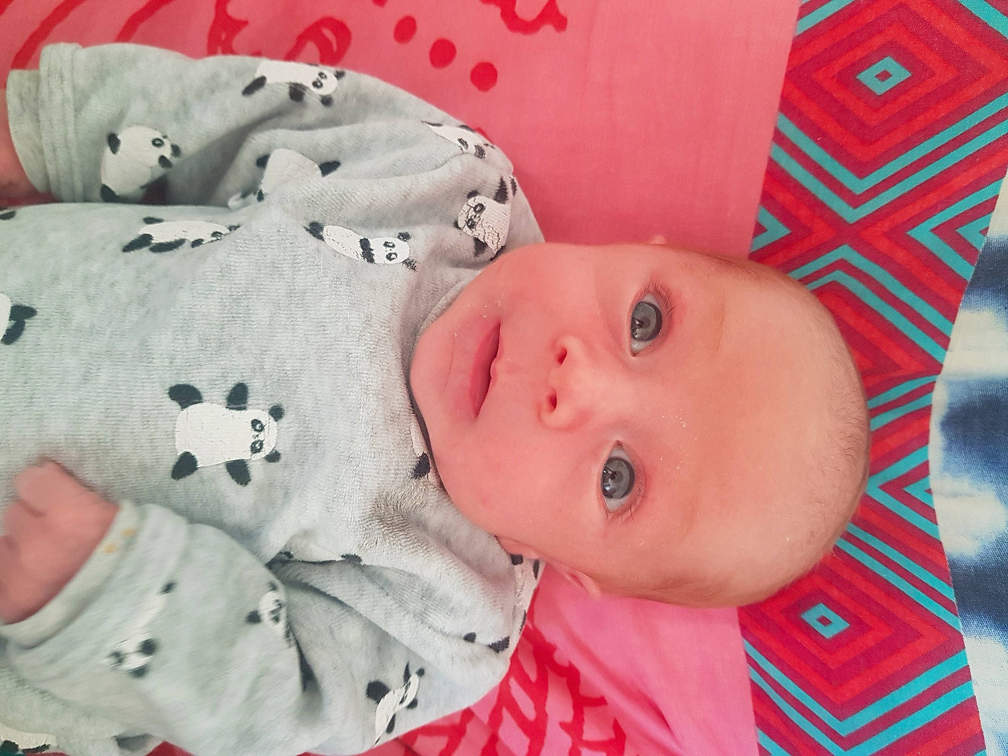 Malo participe au concours pour gagner de l'argent avec cette photo : baby, baby_products, baby_toddler_clothing, cheek, child, comfort, facial_expression, happy, linens, nose, pattern, person, pink, room, skin, sleeve, toddler, white