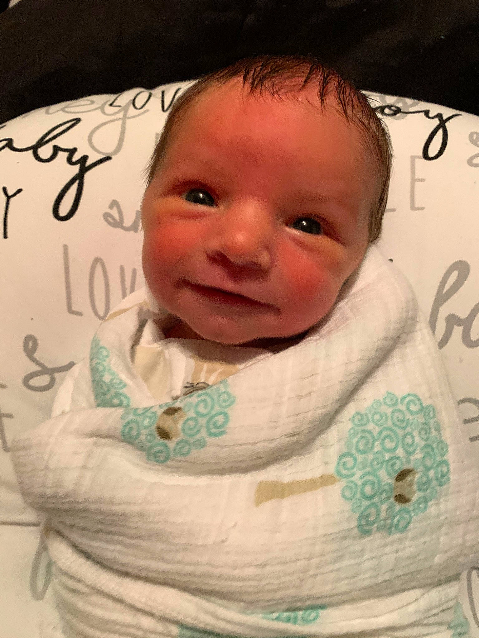 Easton is registered to the contest to win money with this photo: baby, cheek, child, chin, cool, eye, face, facial_expression, forehead, head, iris, lip, mouth, nose, person, skin, smile, toddler