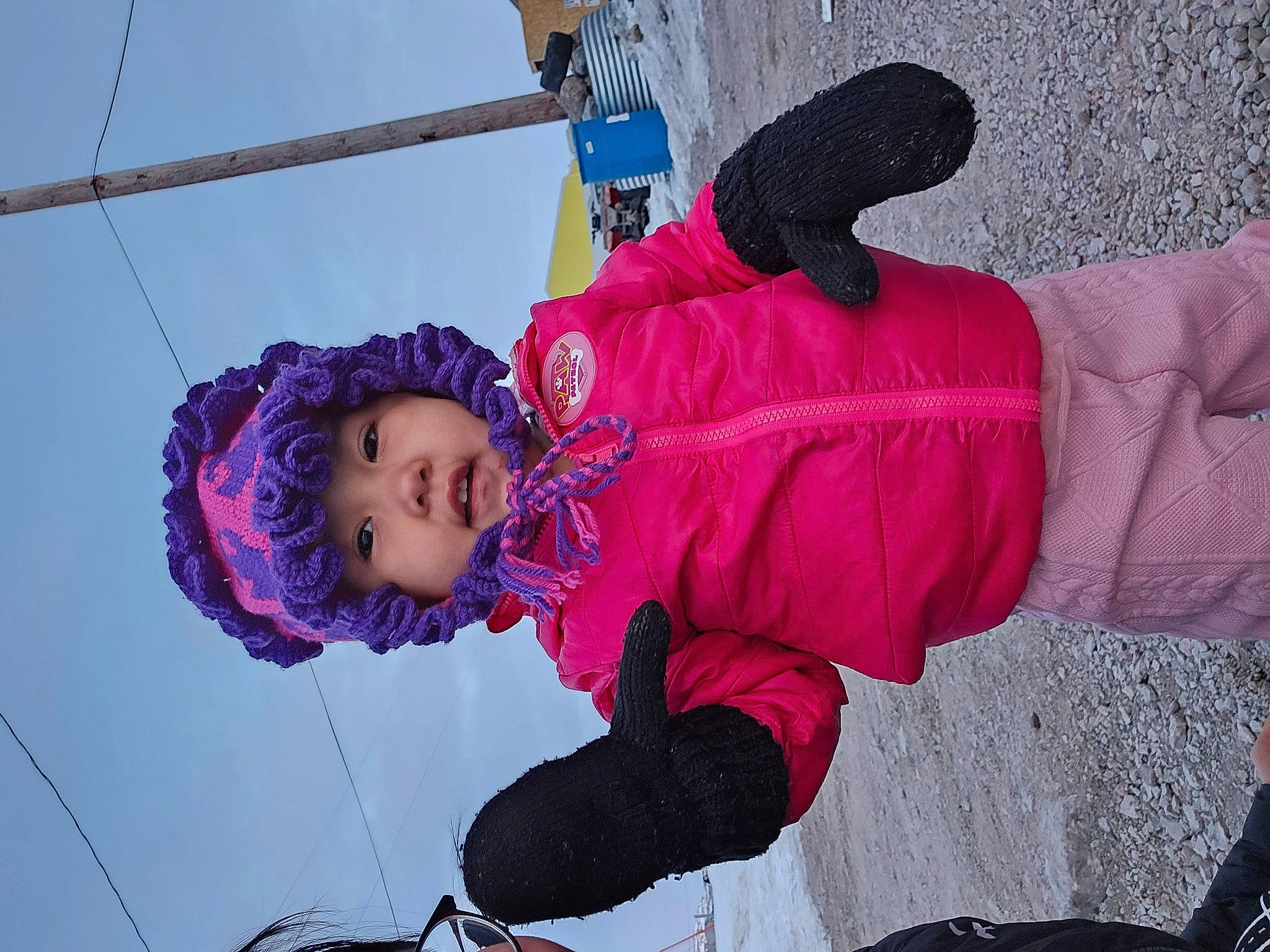 Alyana Rose joined the competition — help win amazing prizes! child, electric_blue, freezing, fun, happy, headgear, headwear, leisure, magenta, person, pink, purple, recreation, red, sky, snow, toddler, tree, water, winter