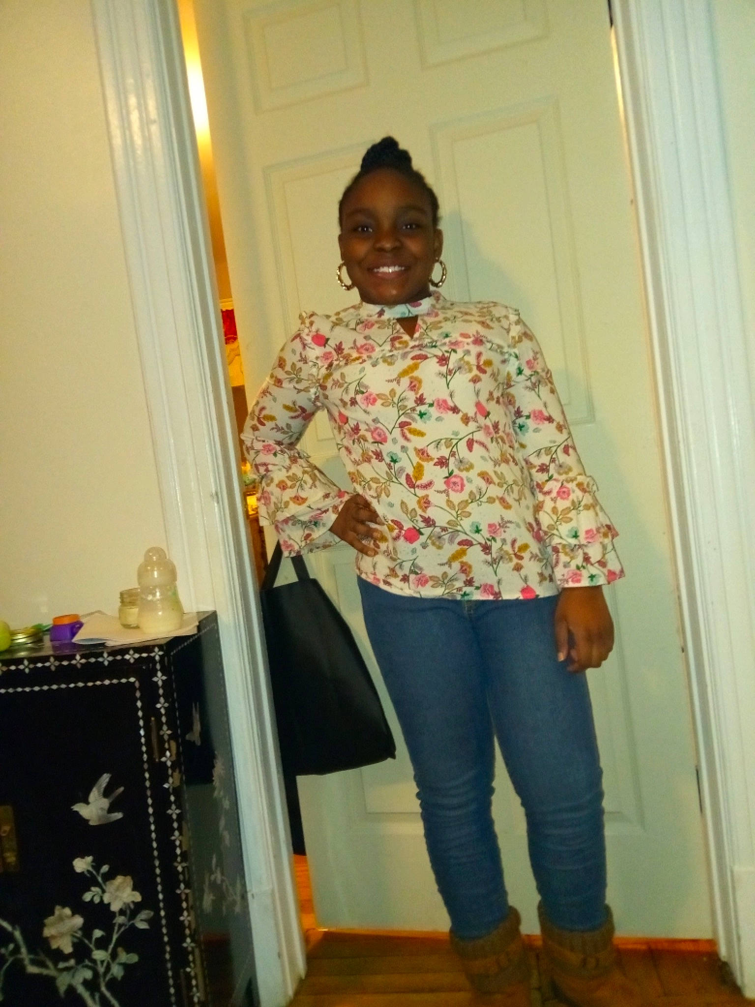 Myasia joined the competition — help win amazing prizes! blouse, clothing, denim, jeans, joy, outerwear, pattern, person, room, shirt, textile, top